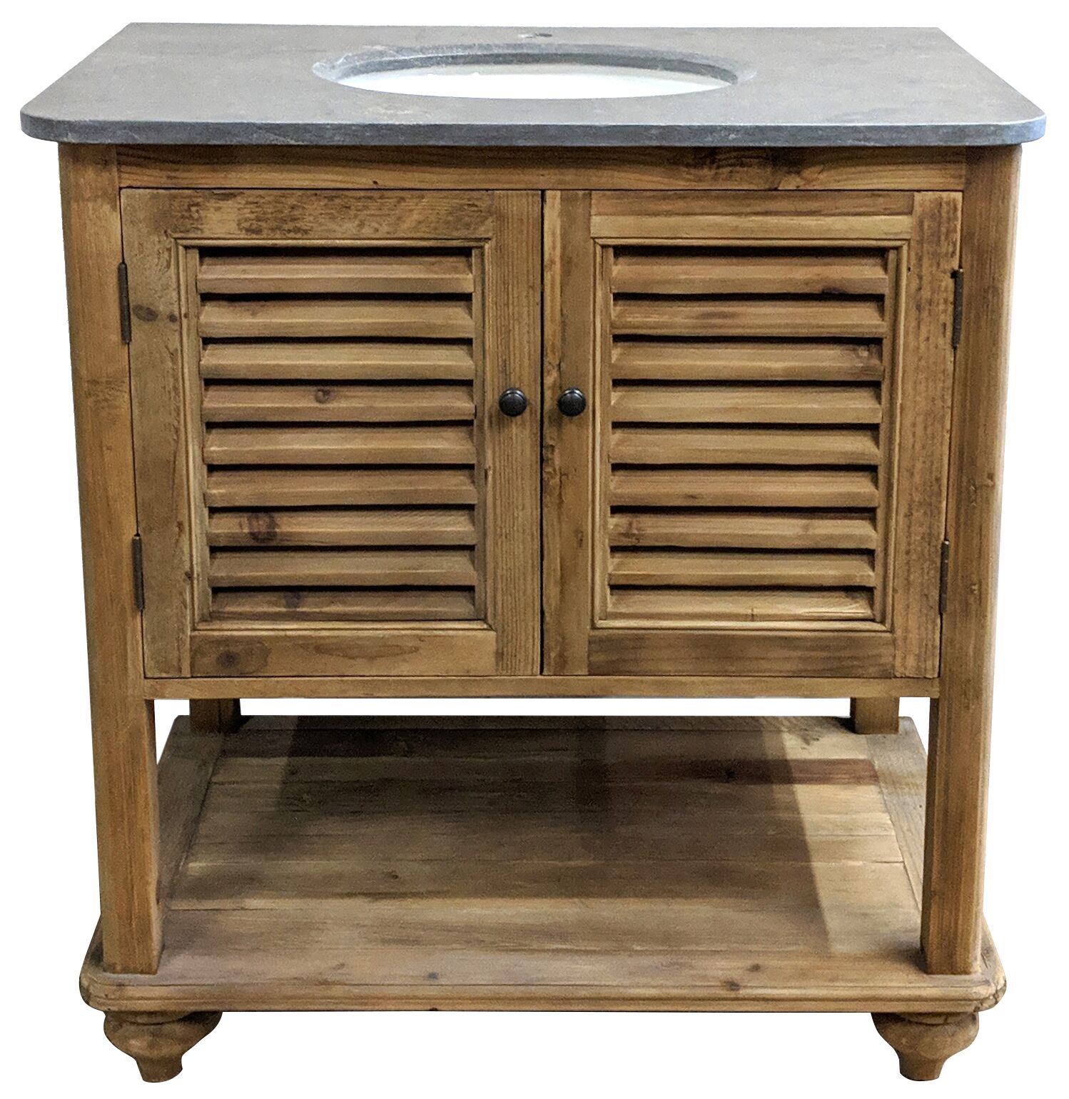 34" Handcrafted Reclaimed Pine Solid Wood Single Pothead Vanity Natural Pine Finish