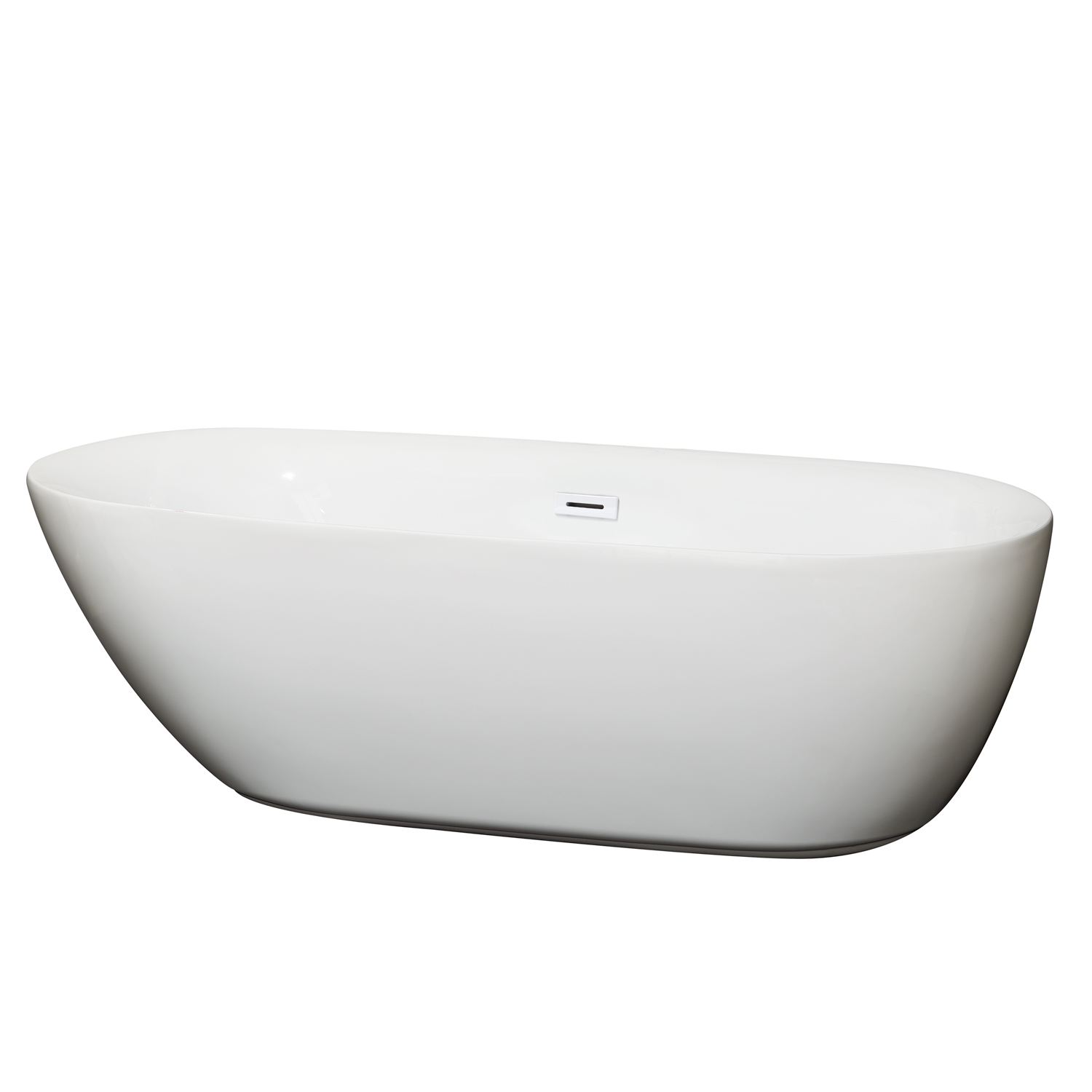 71" Freestanding Bathtub in White with Shiny White Drain and Overflow Trim