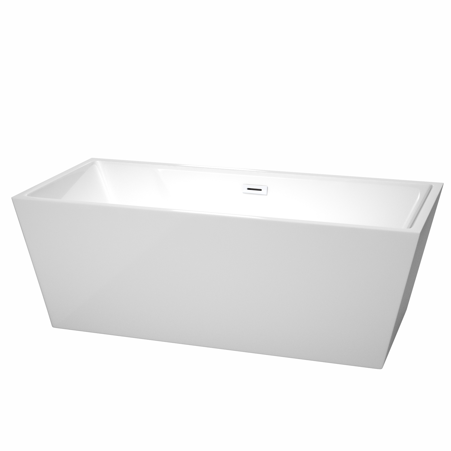 67" Freestanding Bathtub in White with Overflow Trim and Shiny White Drain Finish