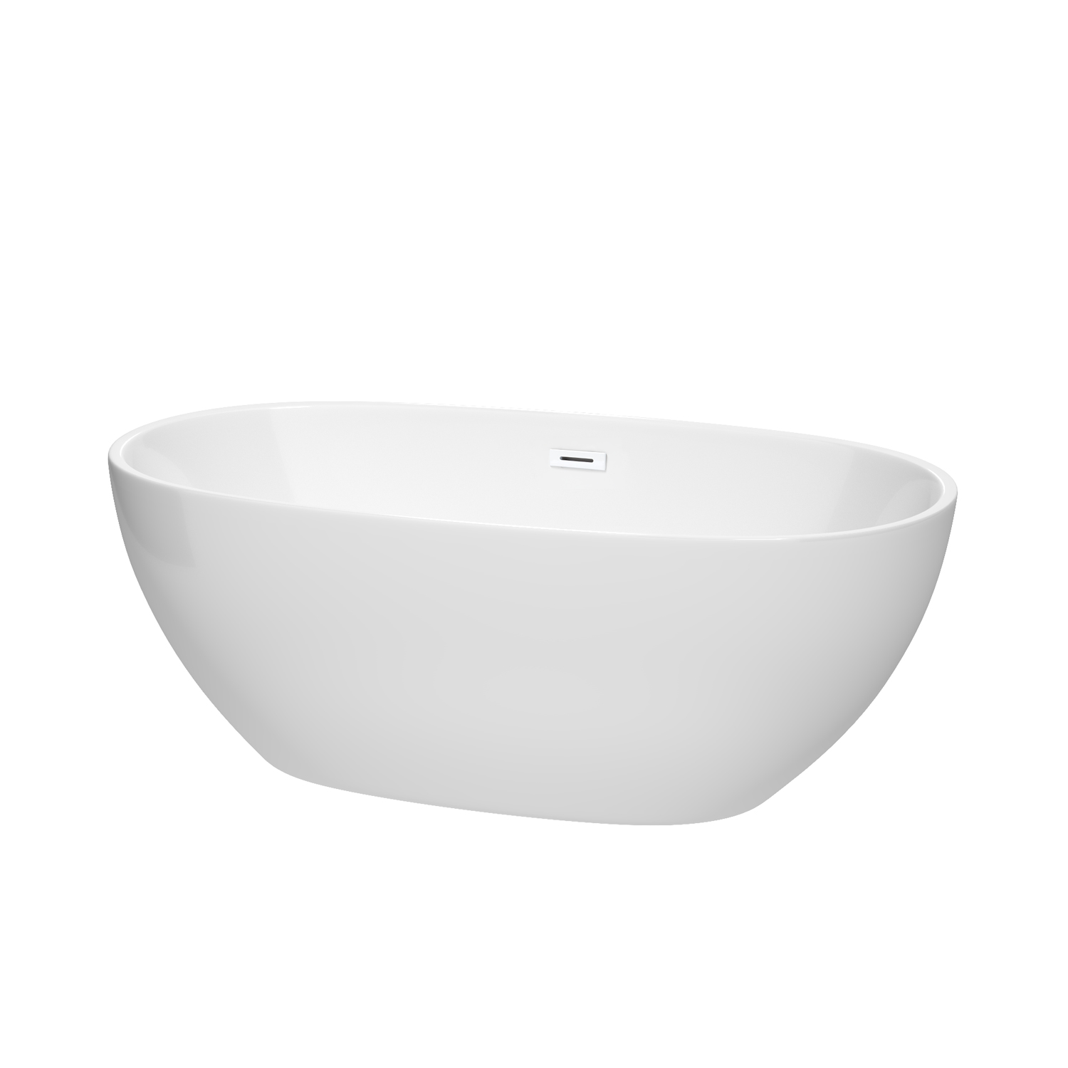 63" Freestanding Bathtub in White with Shiny White Drain and Overflow Trim Finish