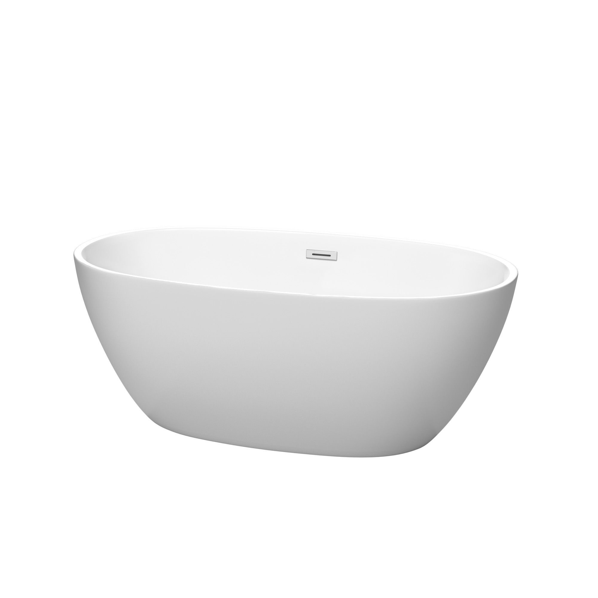 59" Freestanding Bathtub in Matte White with Polished Chrome Drain and Overflow Trim Finish