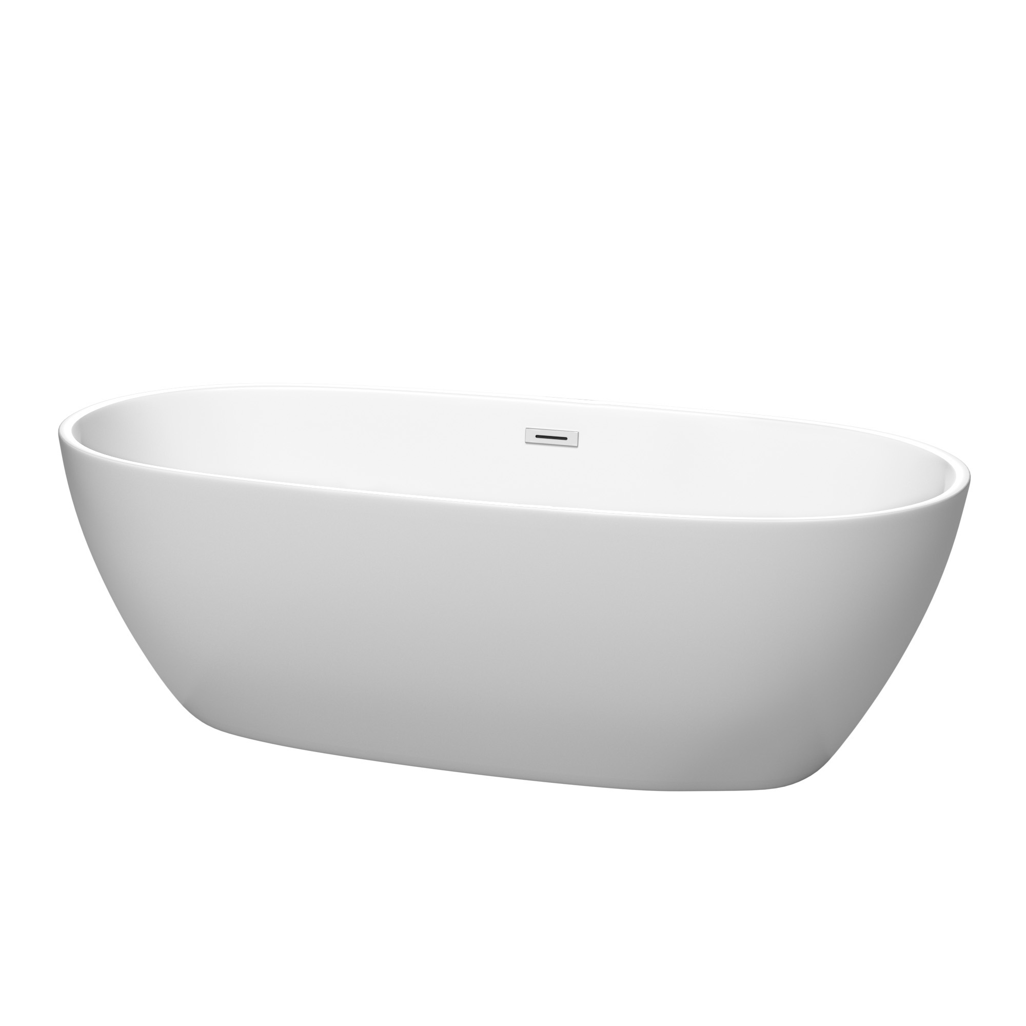 71" Freestanding Bathtub in Matte White with Polished Chrome Drain and Overflow Trim