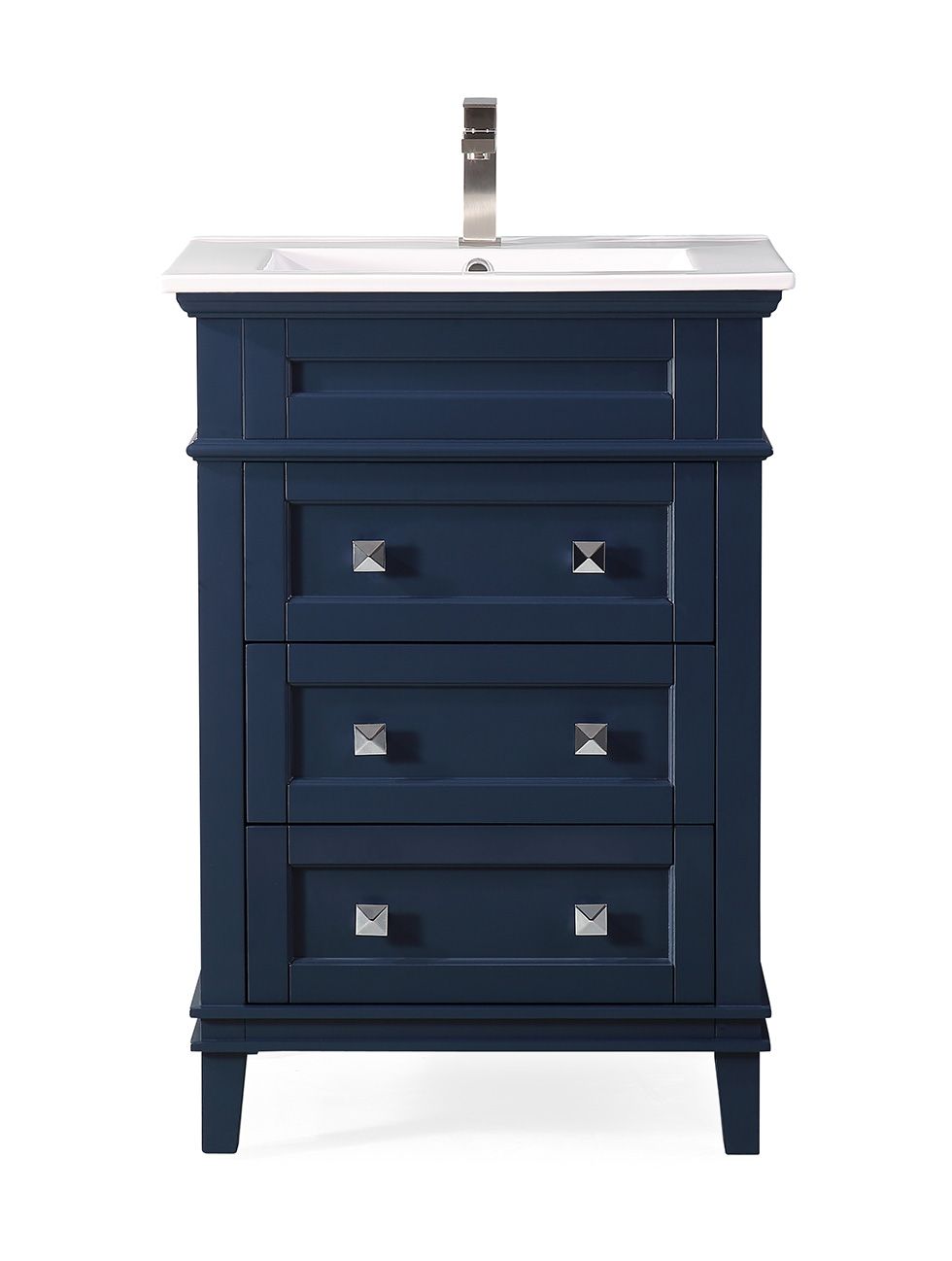 24" Contemporary Single Sink Navy Blue Bathroom Vanity with White Ceramic Sink Top, Color Options