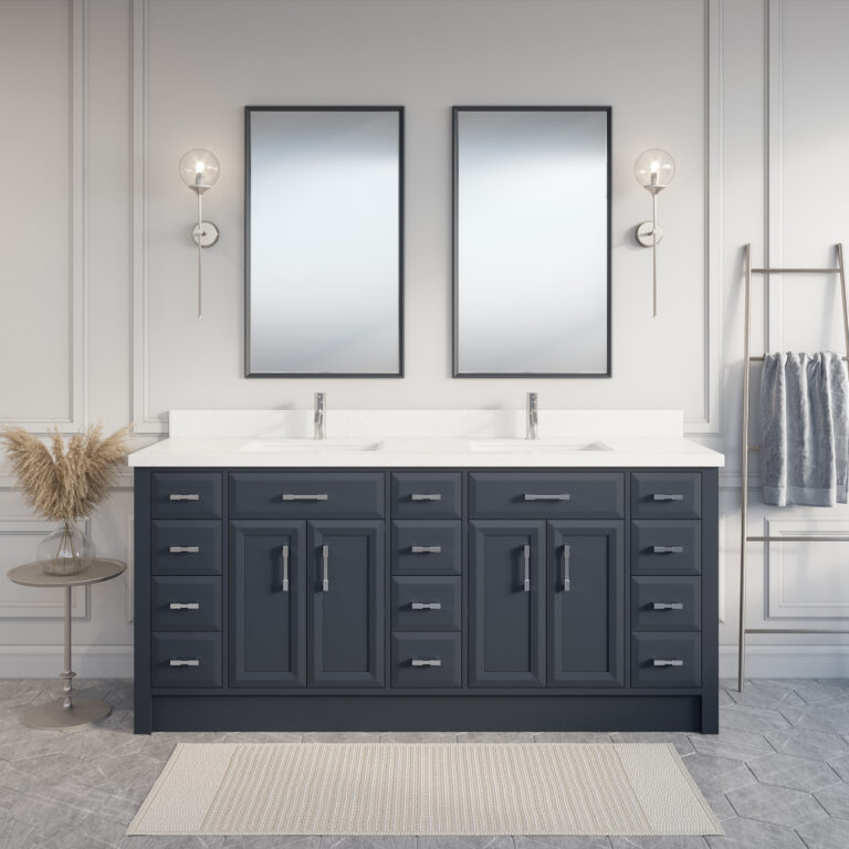 Issac Edwards Collection 75" Pepper Gray Double Sink Vanity 