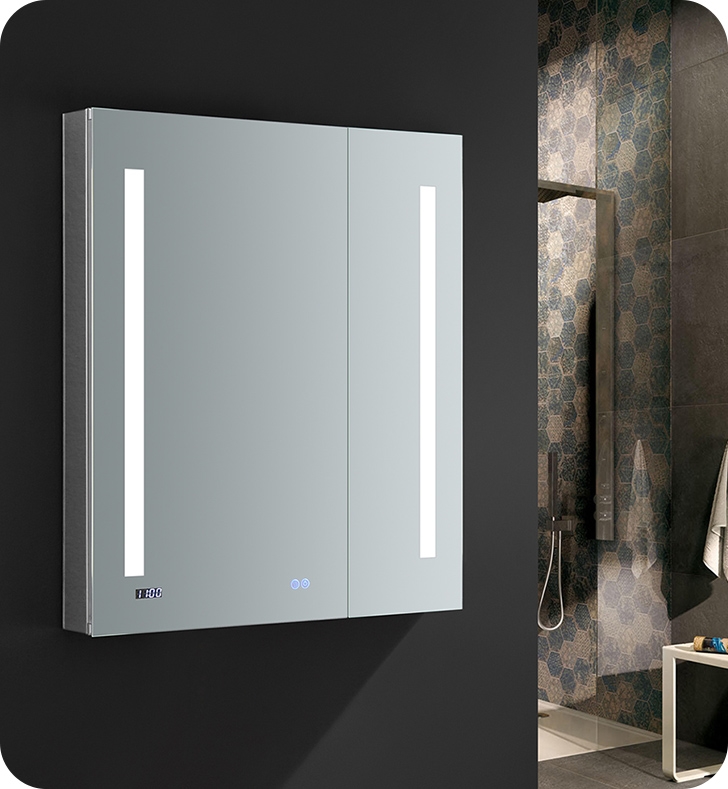 30" Wide x 36" Tall Bathroom Medicine Cabinet w/ LED Lighting & Defogger