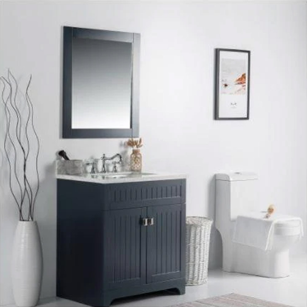 31" Single Vanity in Dark Gray Finish with White Carrara Marble Top