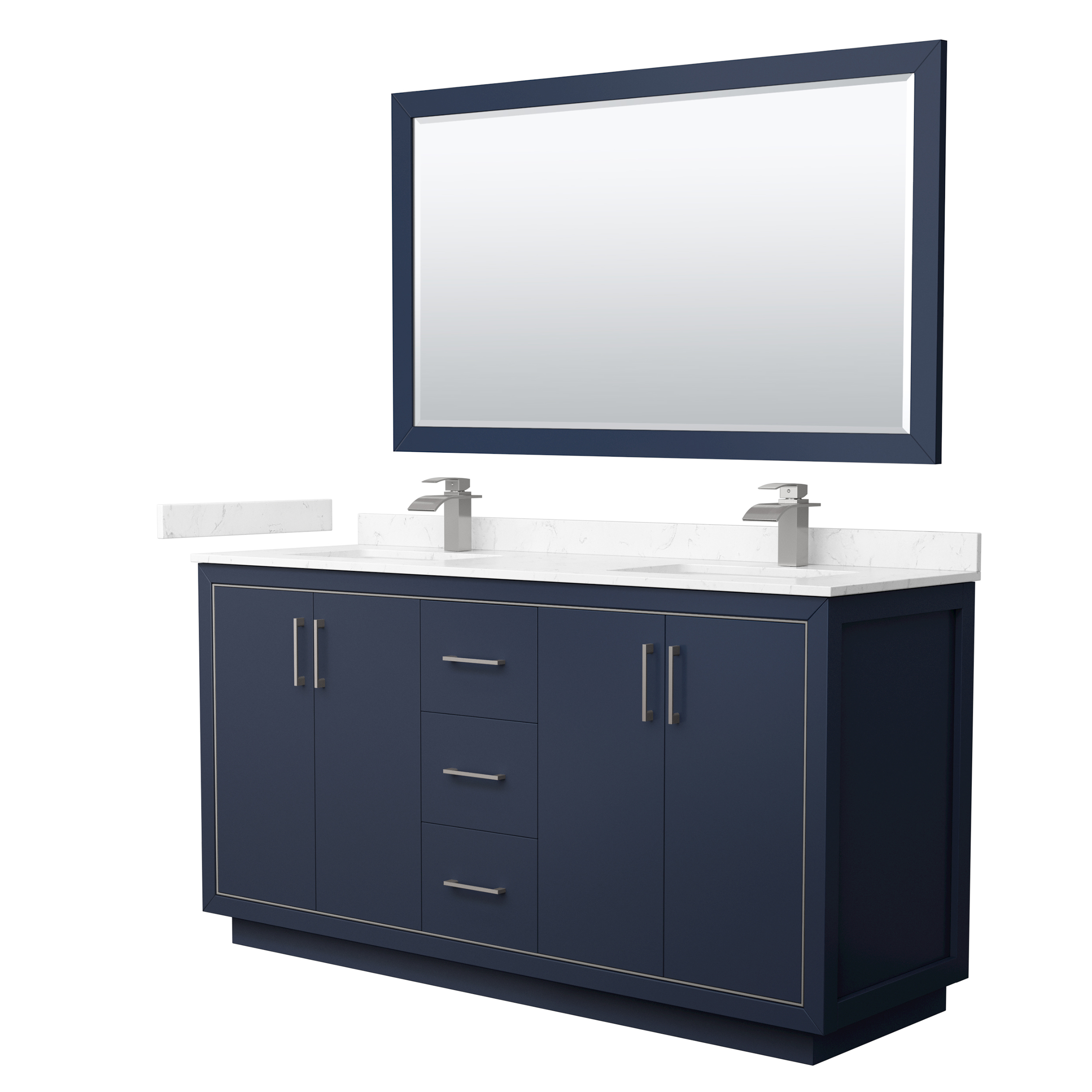 66" Double Bathroom Vanity with 4 Color Options, 3 Countertop Options, 3 Hardware Options and Mirror Option