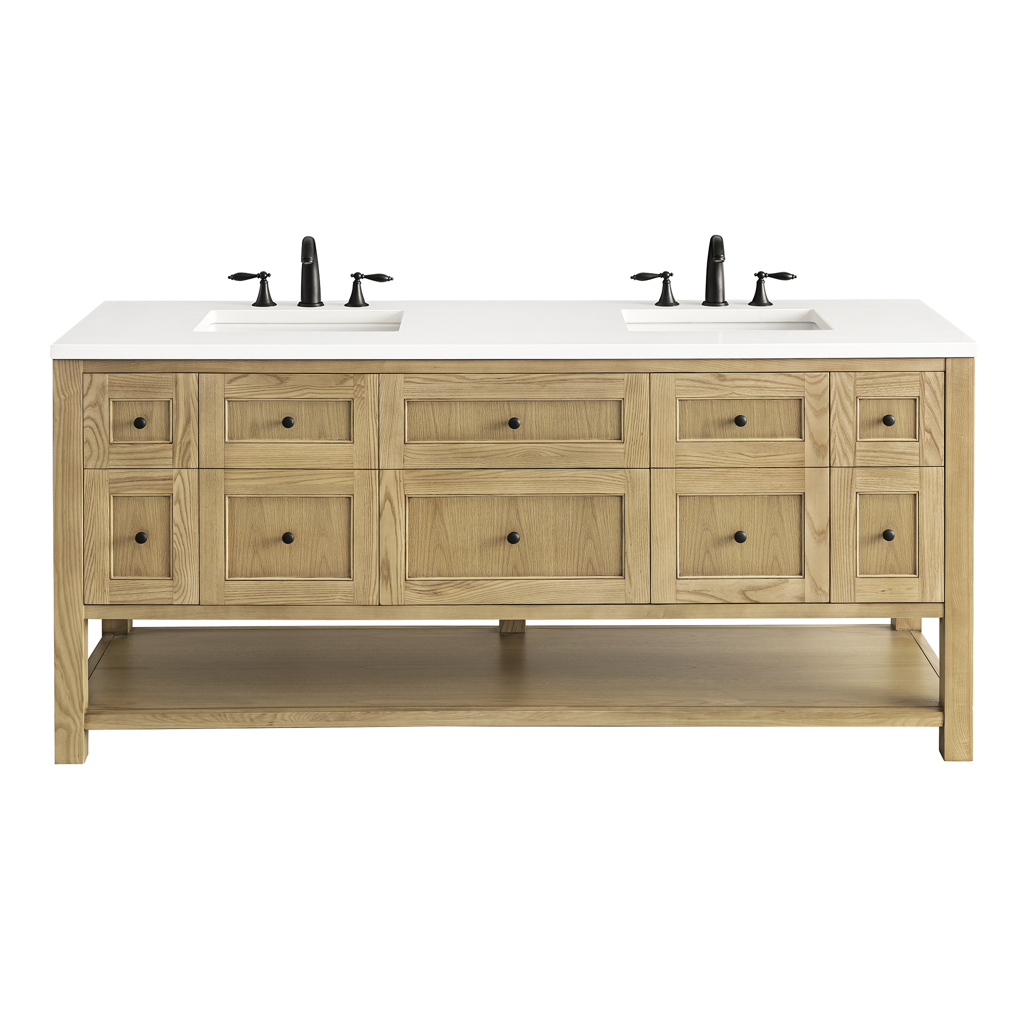 James Martin Breckenridge Collection 72" Double Vanity, Light Natural Oak With Countertops Options