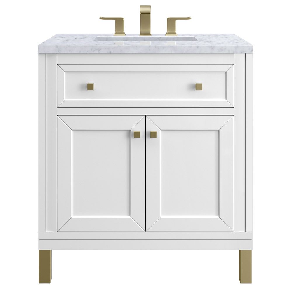 James Martin Chicago Collection 30" Single Vanity, Glossy White With Countertop Options