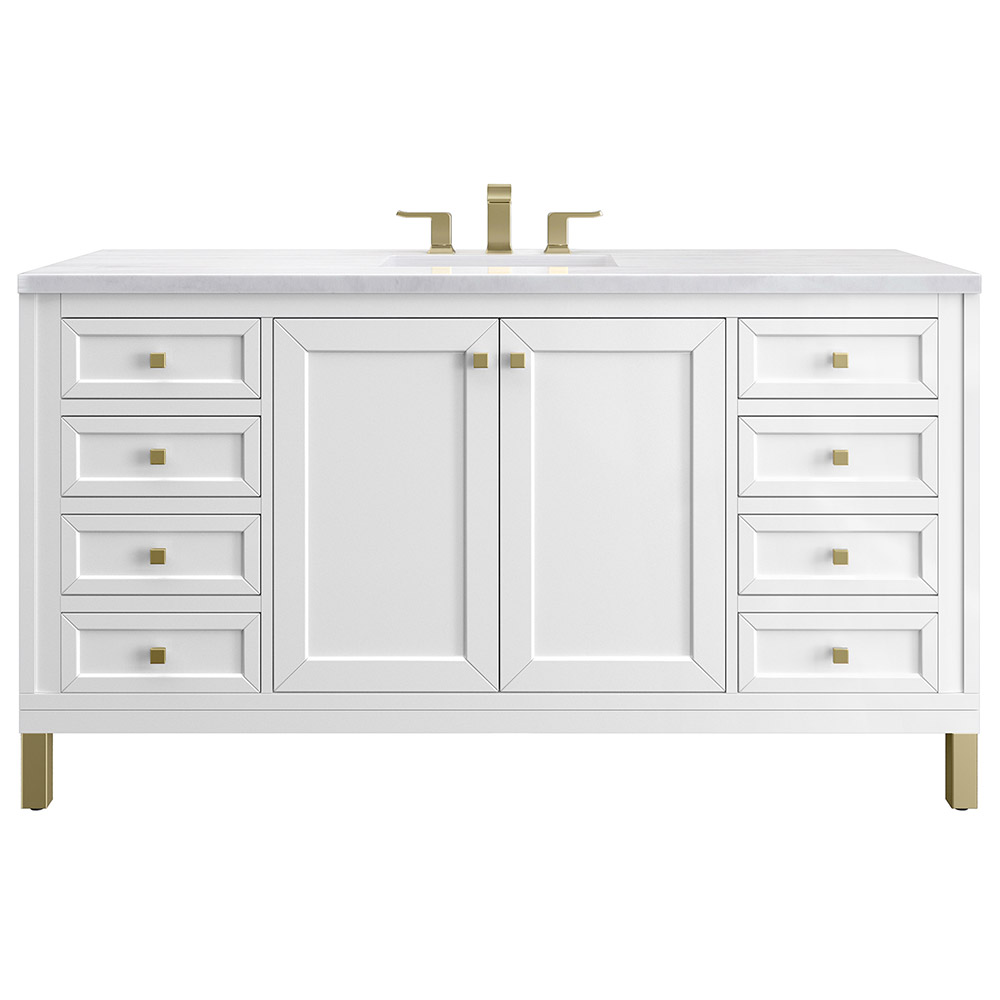 James Martin Chicago Collection 60" Single Vanity, Glossy White With Countertops Options