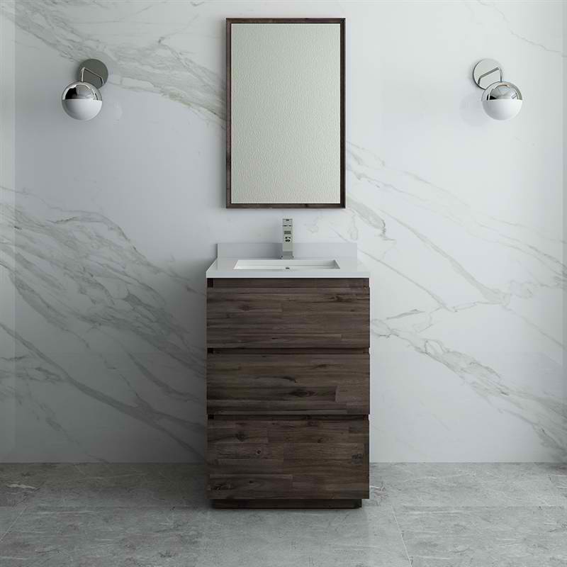 24" Floor Standing Modern Bathroom Vanity with Mirror