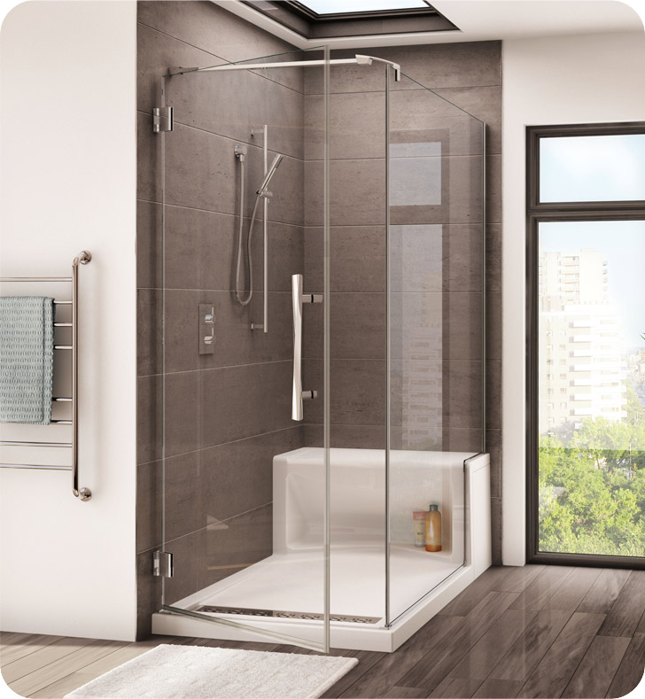 Fleurco Platinum Cube Shower Door with Return Panel and Wall Mount Hinges