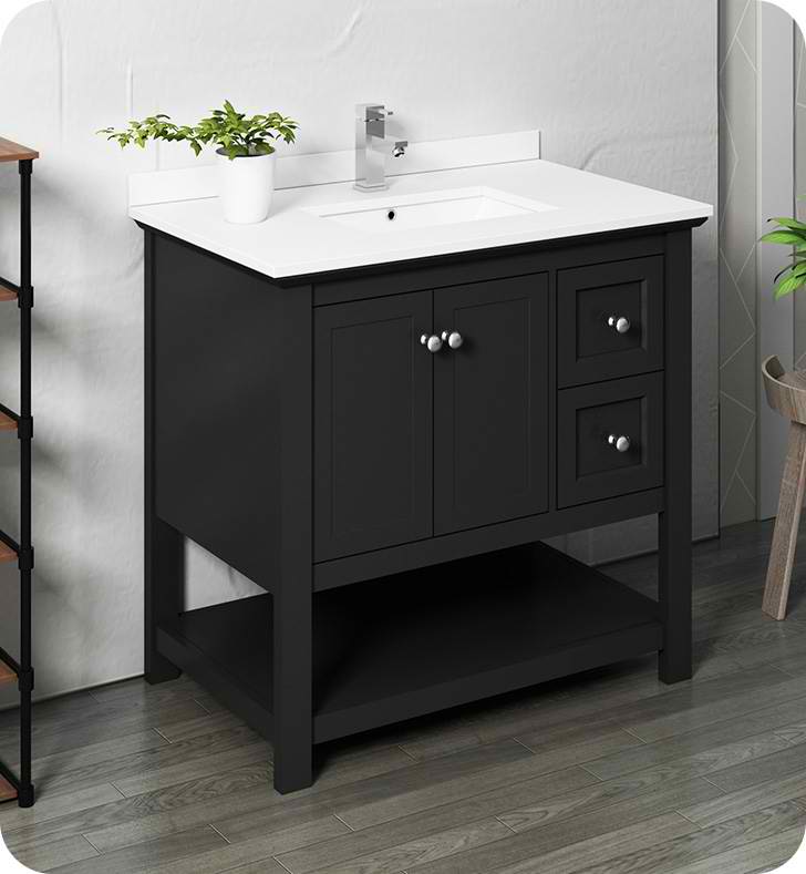 36" Traditional Bathroom Cabinet with Top & Sink - Color Options