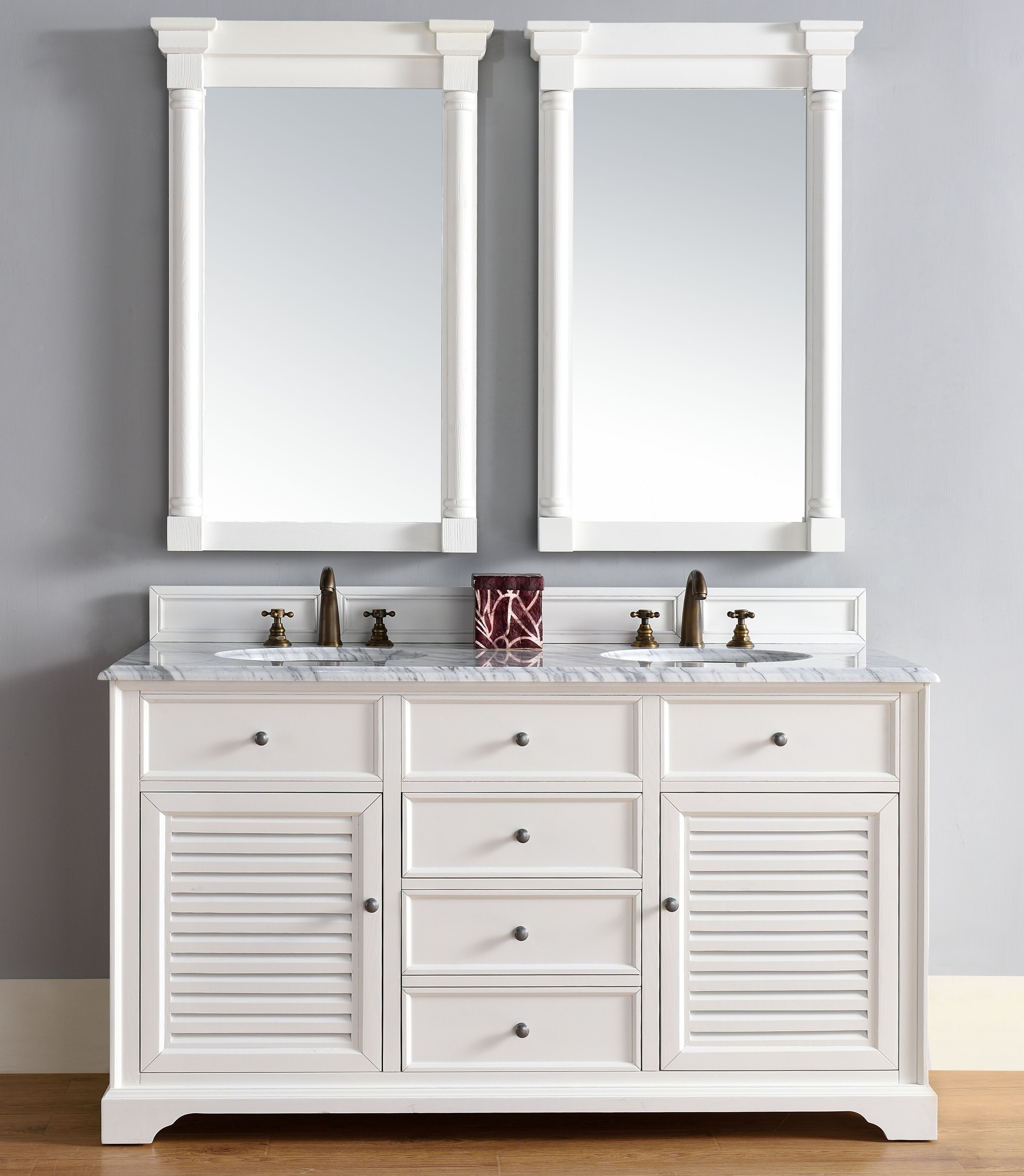 James Martin Savannah Collection 60" Double Vanity Cabinet, Bright White Finish