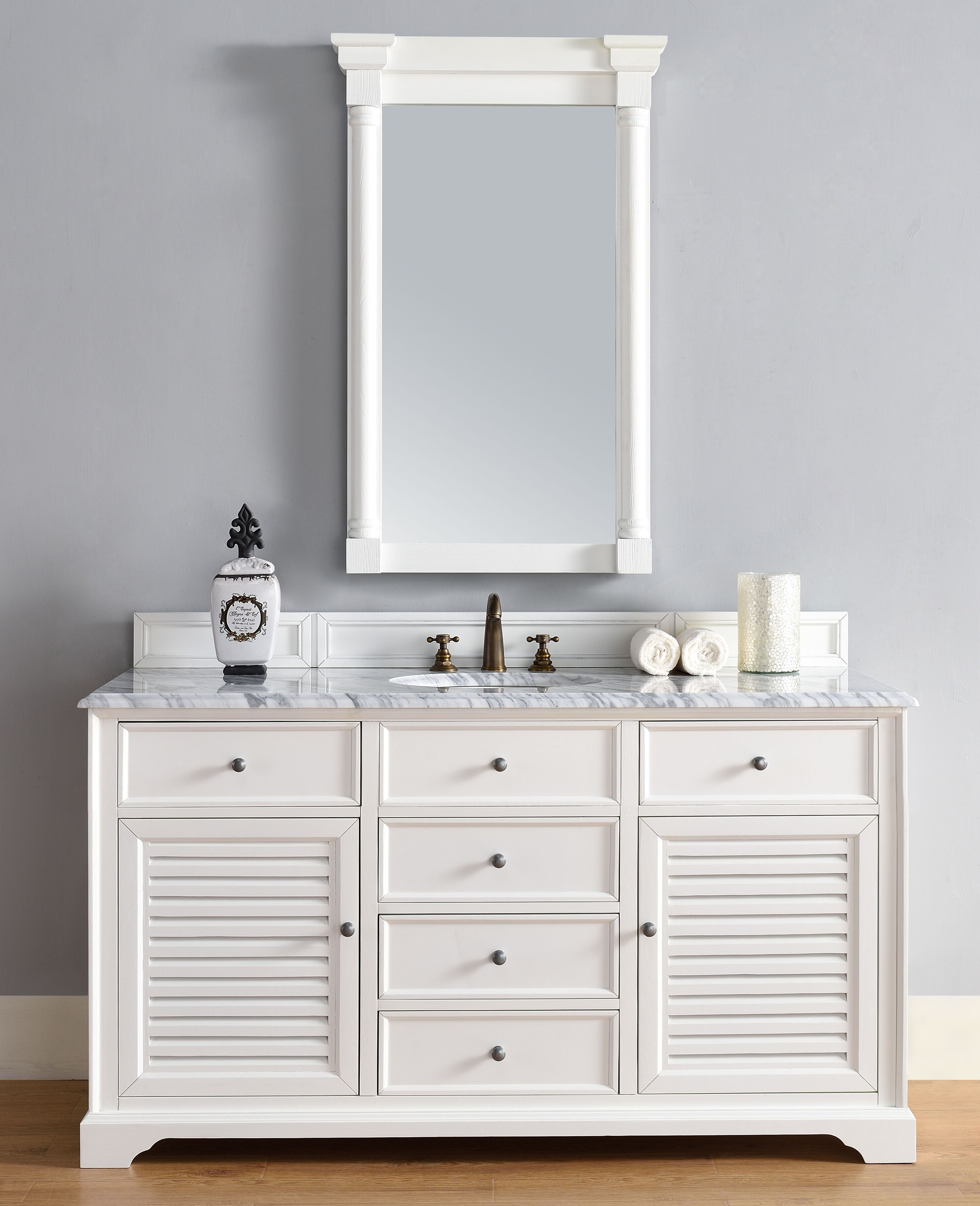 James Martin Savannah Collection 60" Single Vanity Cabinet, Bright White
