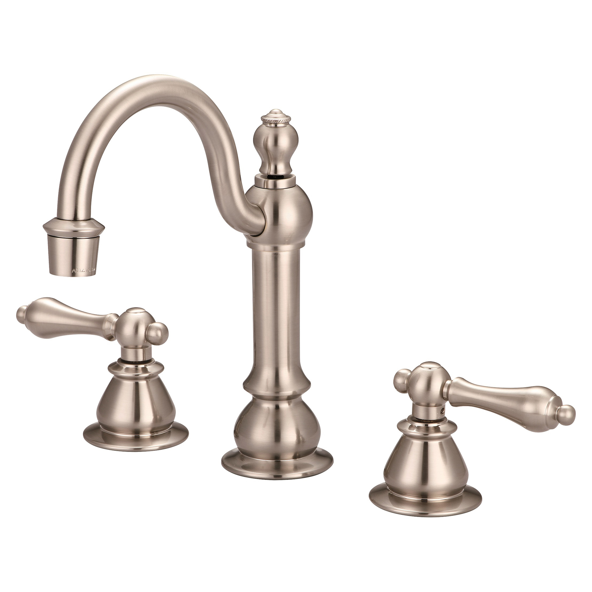 American 20th Century Classic Widespread Lavatory Faucets With Pop-Up Drain in Brushed Nickel Finish With Metal Lever Handles