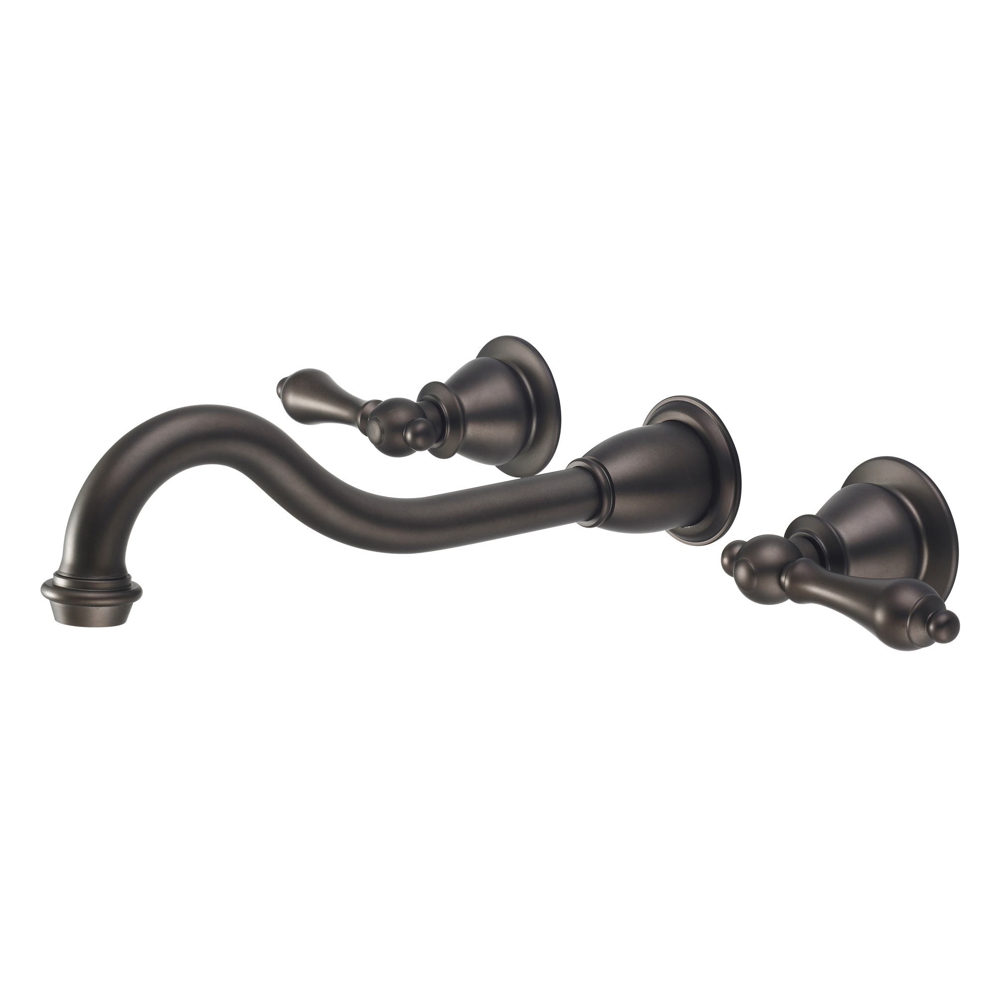 Elegant Spout Wall Mount Vessel/Lavatory Faucets in Oil-rubbed Bronze Finish Finish With Metal Lever Handles Without Labels