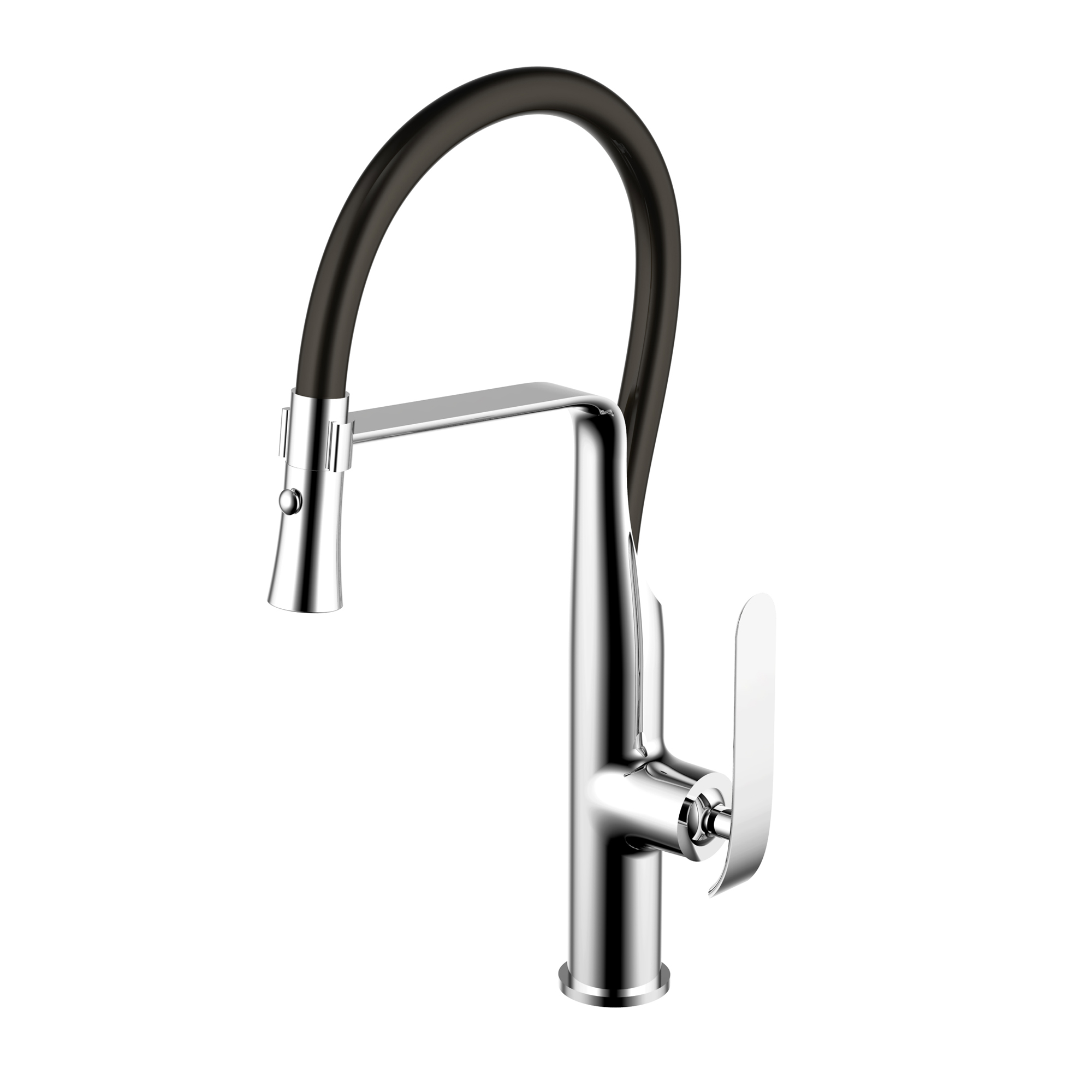 Single Hole Pull-Out Kitchen Faucet With Supply Lines In Chrome Finish