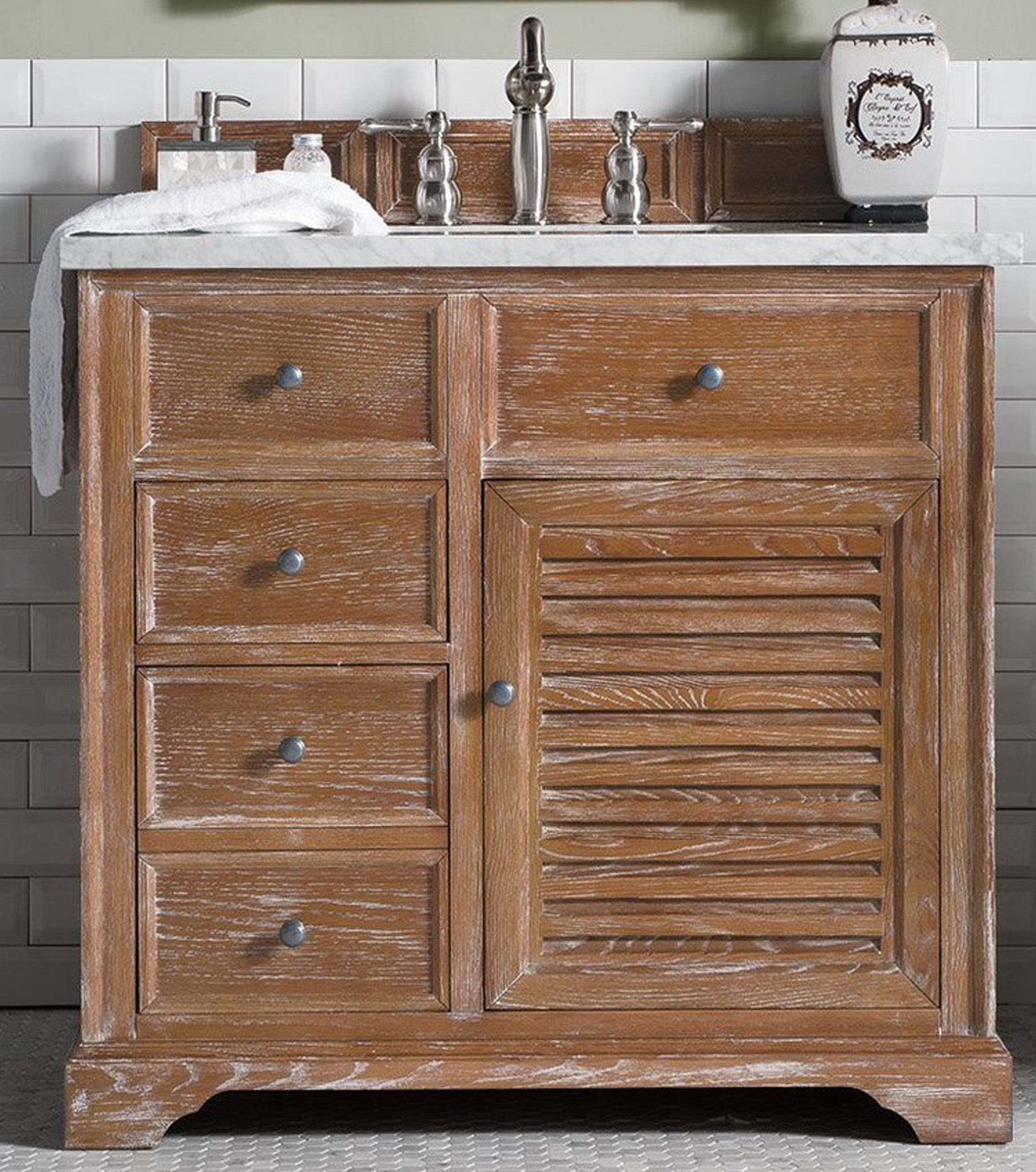 James Martin, Savannah Collection, 36 inch Bathroom Vanity in Driftwood Finish, with Top options