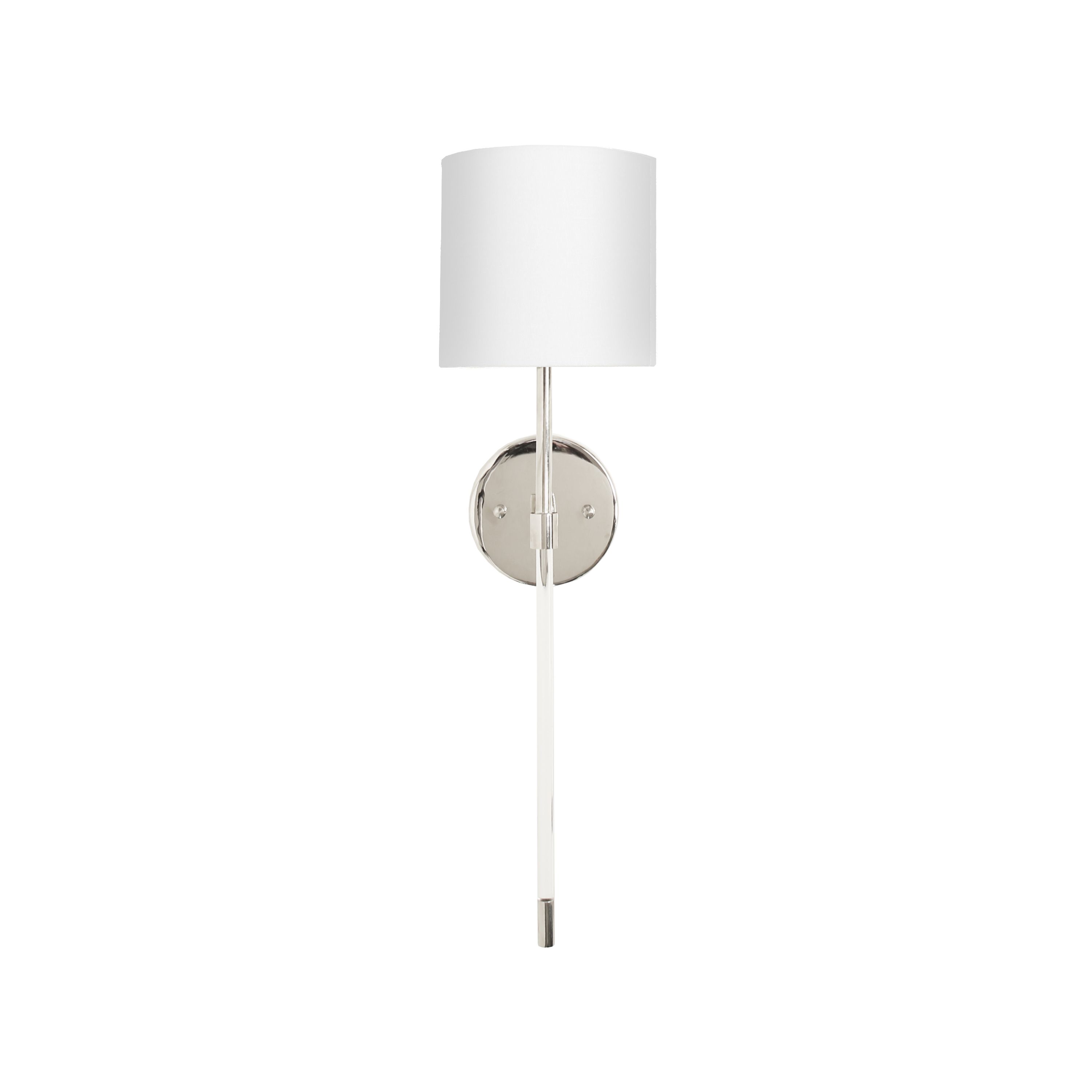 Acrylic Sconce with White Linen Shade in Nickel