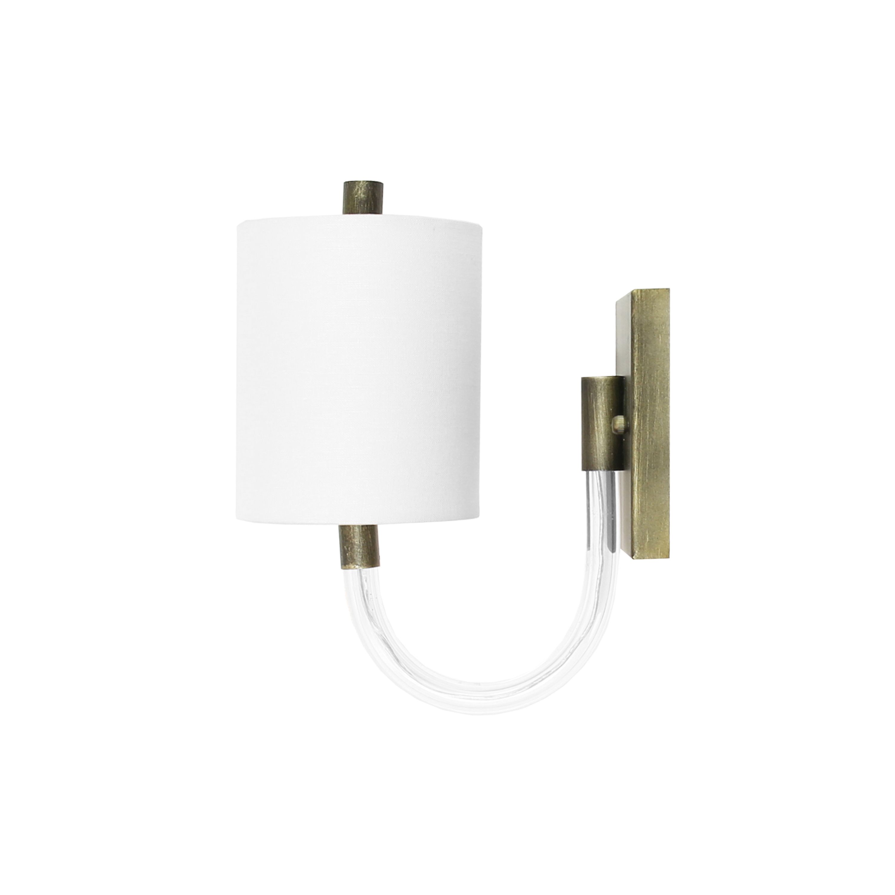 Sconce with Acrylic Neck & White Shade in Bronze