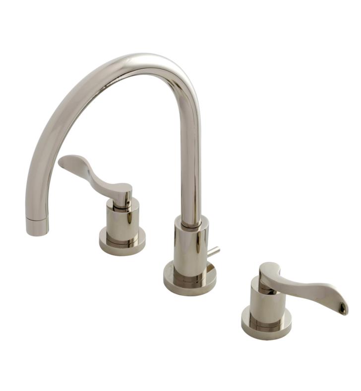NuWave 11 5/8" Double Lever Handle Widespread Bathroom Sink Faucet with Pop-Up Drain in Polished Nickel NuWave 11 5/8" Double Lever Handle Widespread Bathroom Sink Faucet with Pop-Up Drain in Polished Nickel