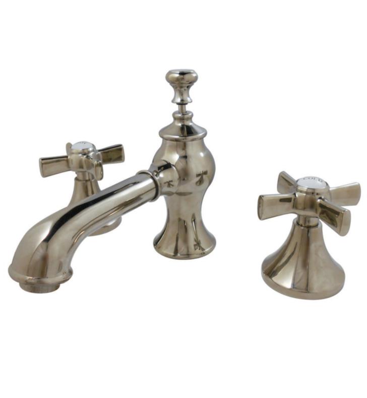 Millennium 3 1/8 Double Metal Cross Handle Widespread Bathroom Sink Faucet  with Pop-Up Drain in Polished Nickel