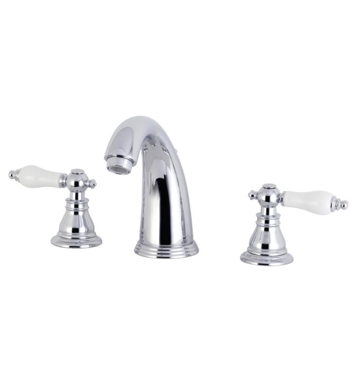 American Patriot 5 3/4" Double Porcelain Lever Handle Widespread Bathroom Sink Faucet with Pop-Up Drain