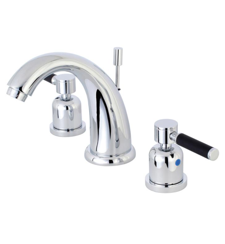 Kaiser 5 3/4" Double Porcelain Rubber - Coated Lever Handle Widespread Bathroom Sink Faucet with Pop-Up Drain