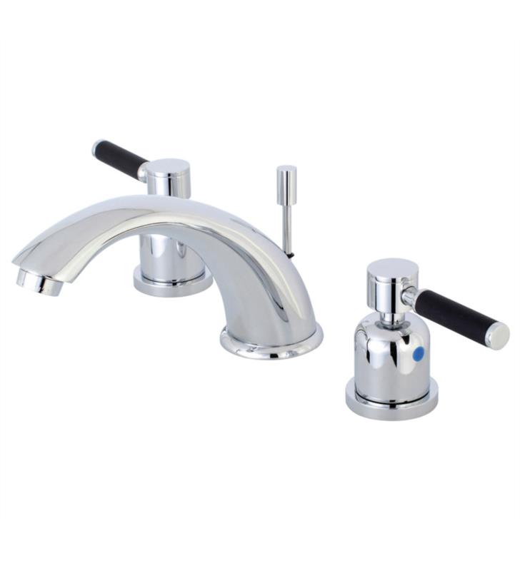 Kaiser 4 1/8" Double Porcelain Rubber - Coated Lever Handle Widespread Bathroom Sink Faucet with Pop-Up Drain