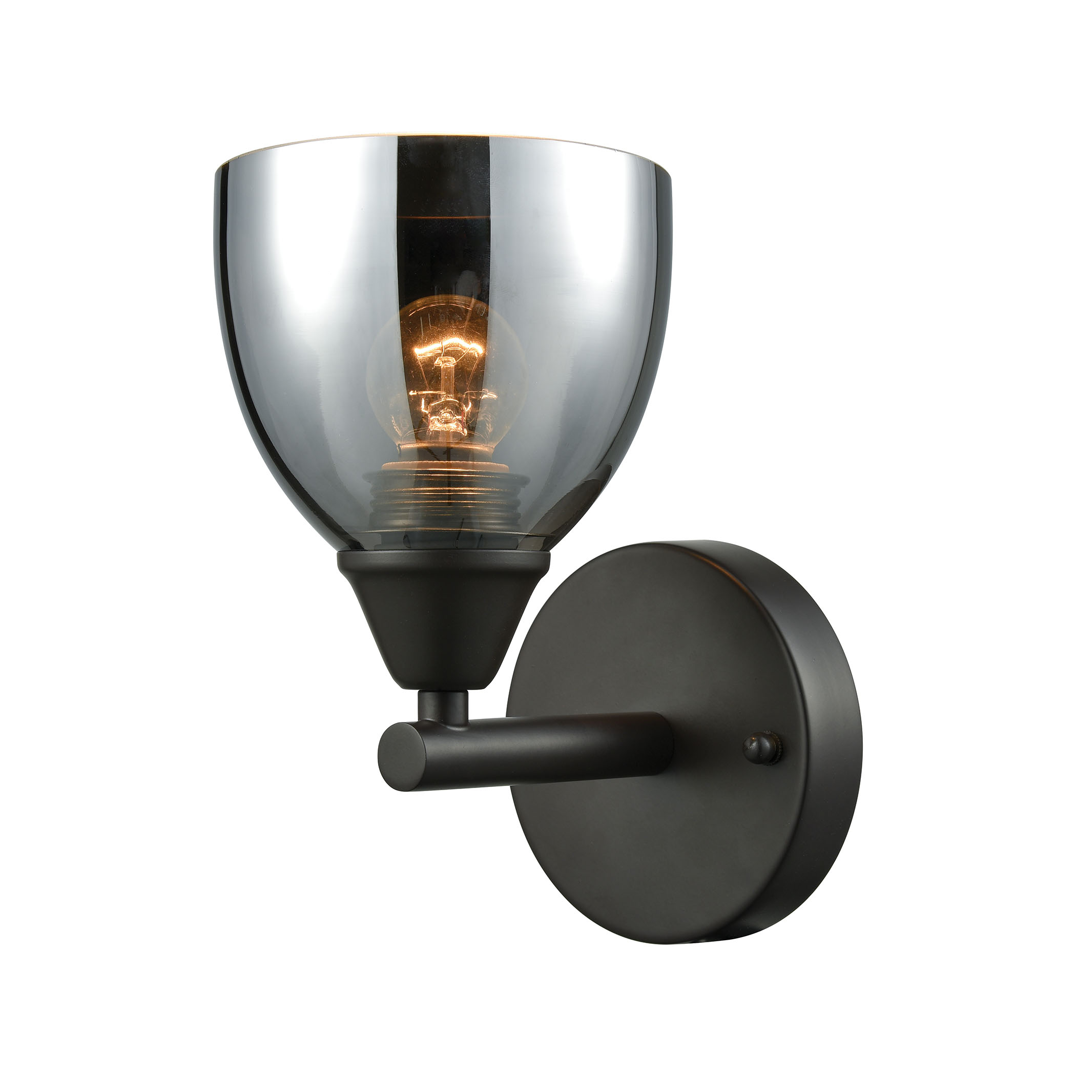 Reflections 1 Light Vanity in Oil Rubbed Bronze with Chrome Plated Glass