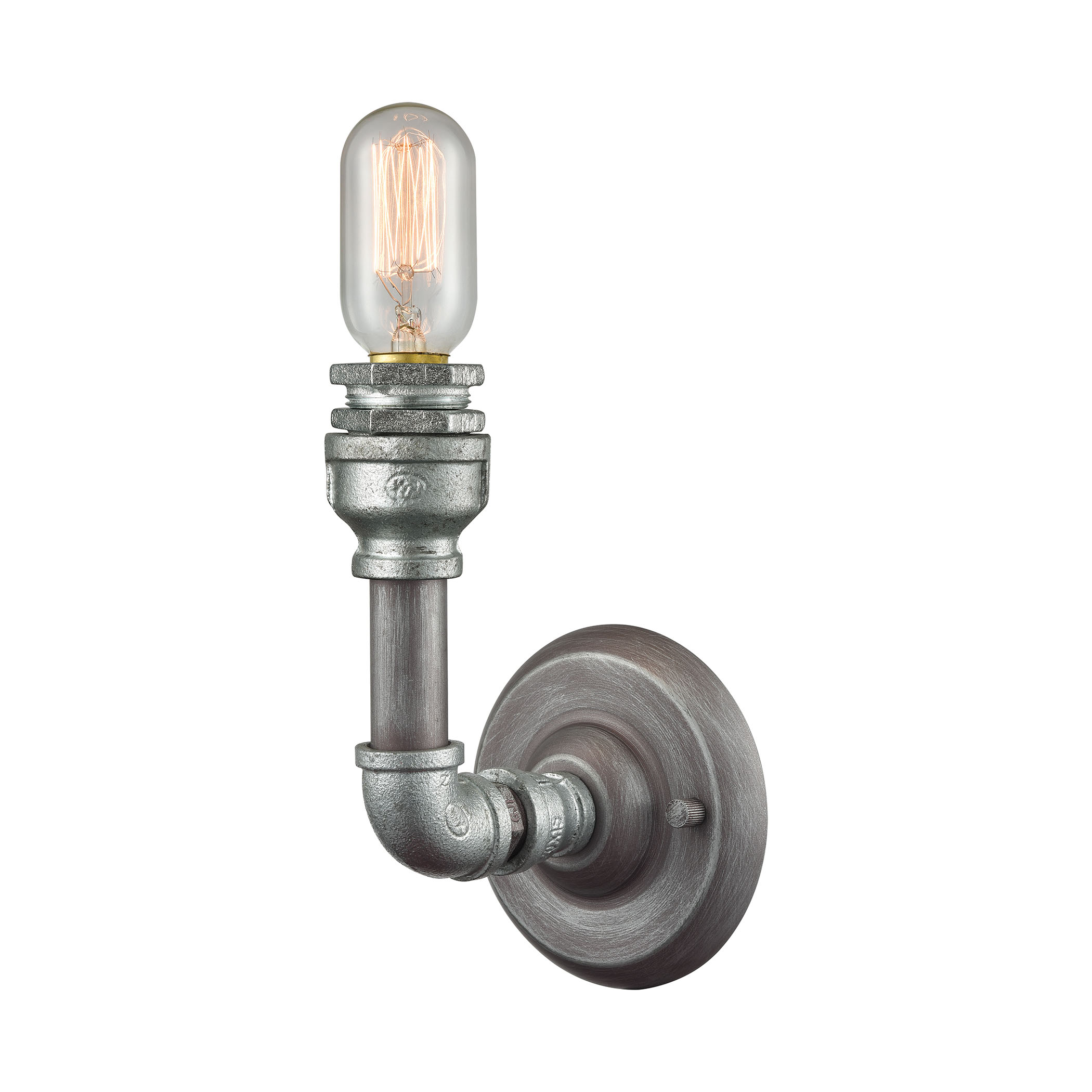 Cast Iron Pipe 1 Light Vanity in Weathered Zinc