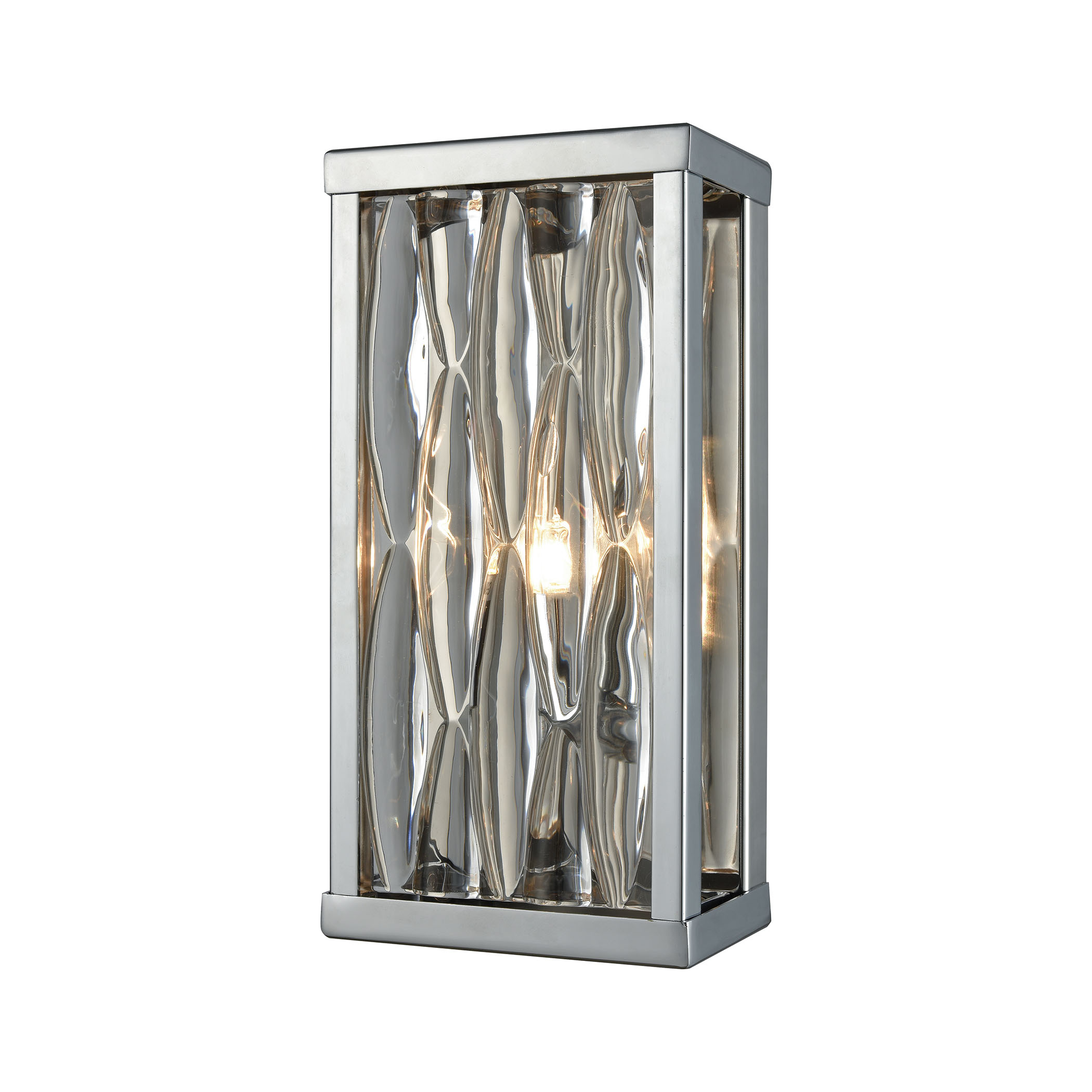 Riverflow 1 Light Vanity in Polished Chrome with Stacked River Stone Glass