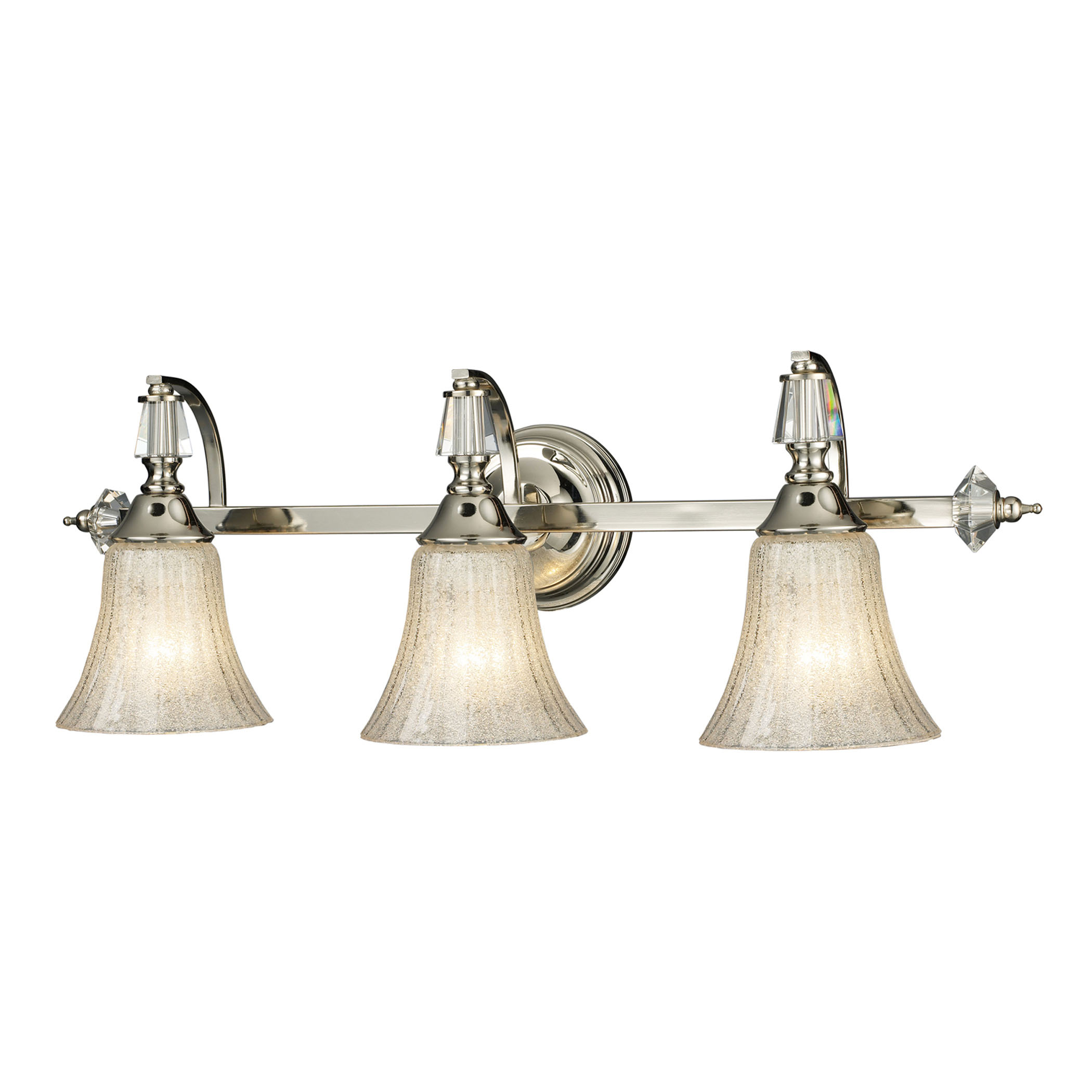 Lincoln Square 3-Light Bath Bar in Polished Nickel with Clear Crystalline Glass