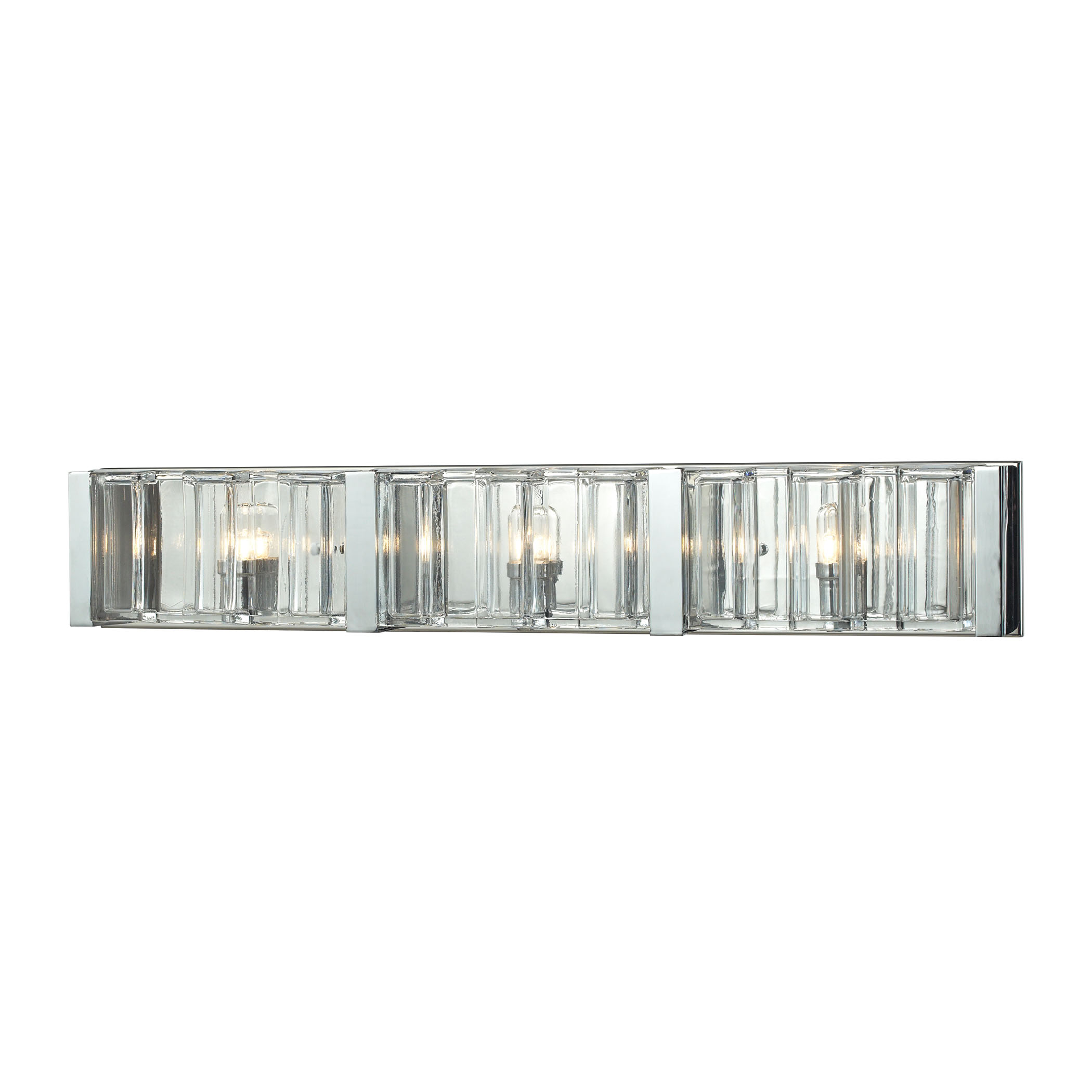 Corrugated Glass 3 Light Vanity in Polished Chrome