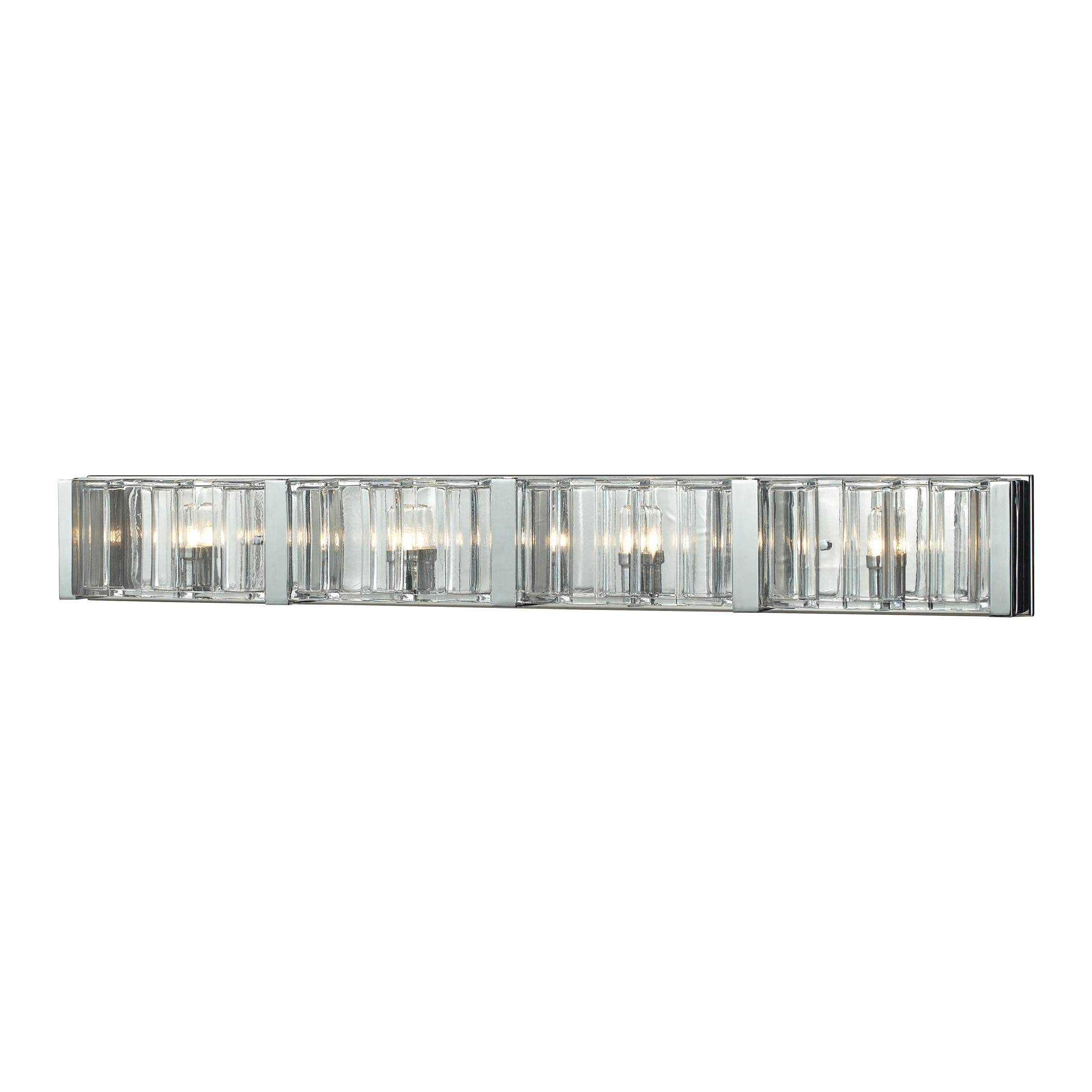 Corrugated Glass 4 Light Vanity in Polished Chrome