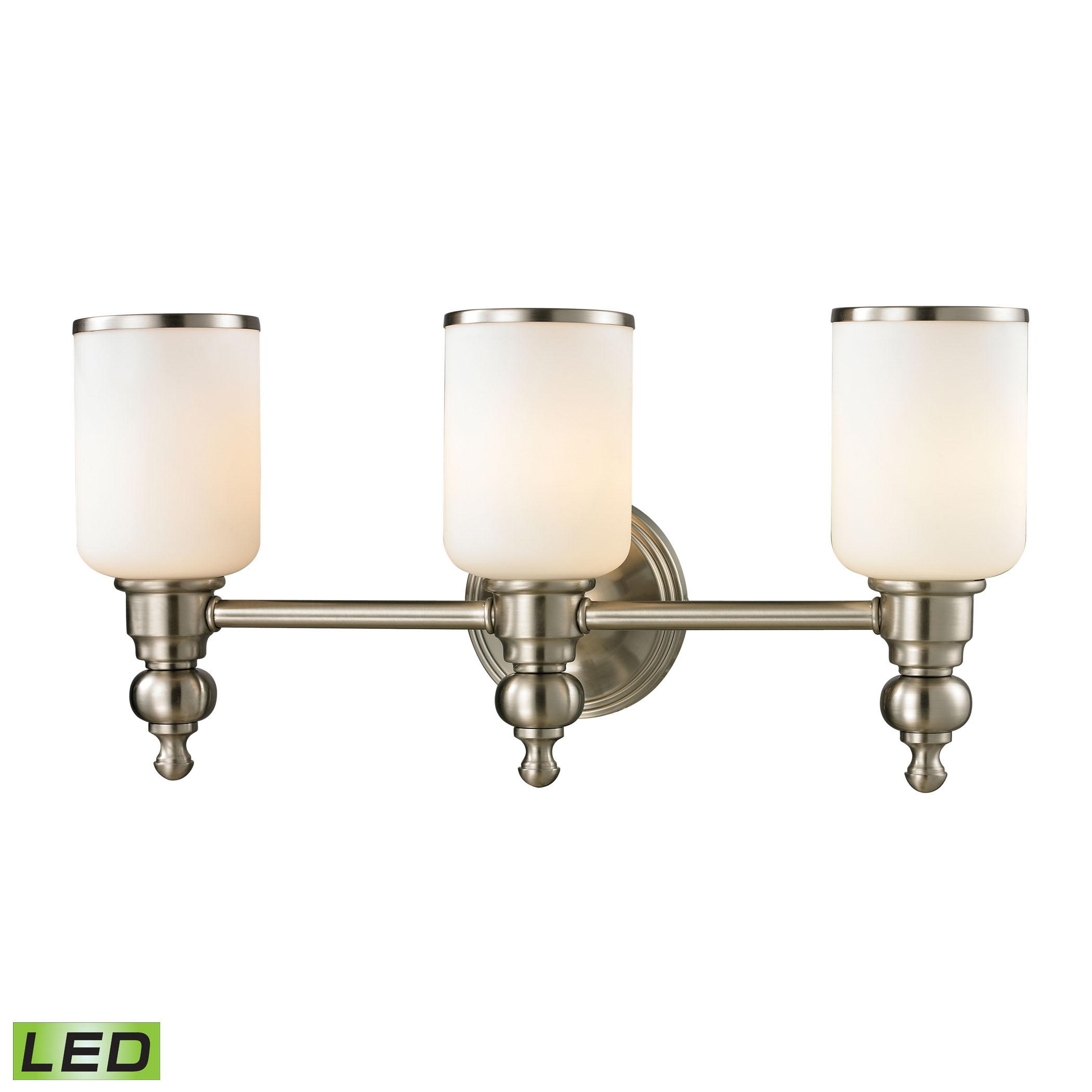 Bristol Collection 3 light bath in Brushed Nickel - LED, 800 Lumens (2400 Lumens Total) with Full Sc