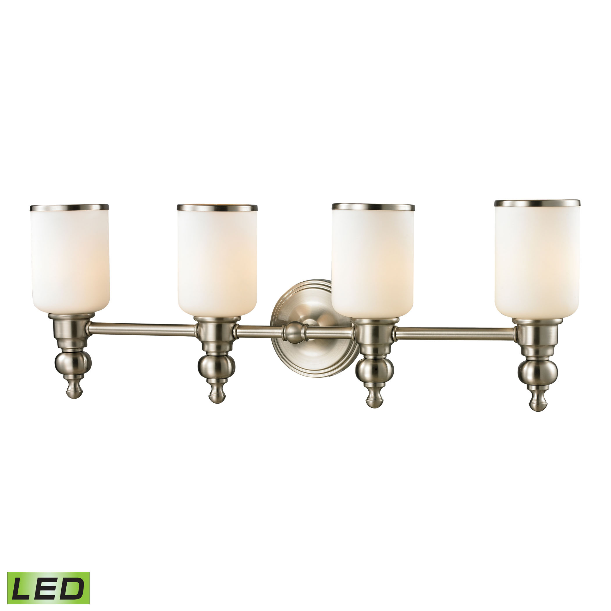 Bristol Collection 4 Light Bath in Brushed Nickel - LED, 800 Lumens (3200 Lumens Total) with Full Sc