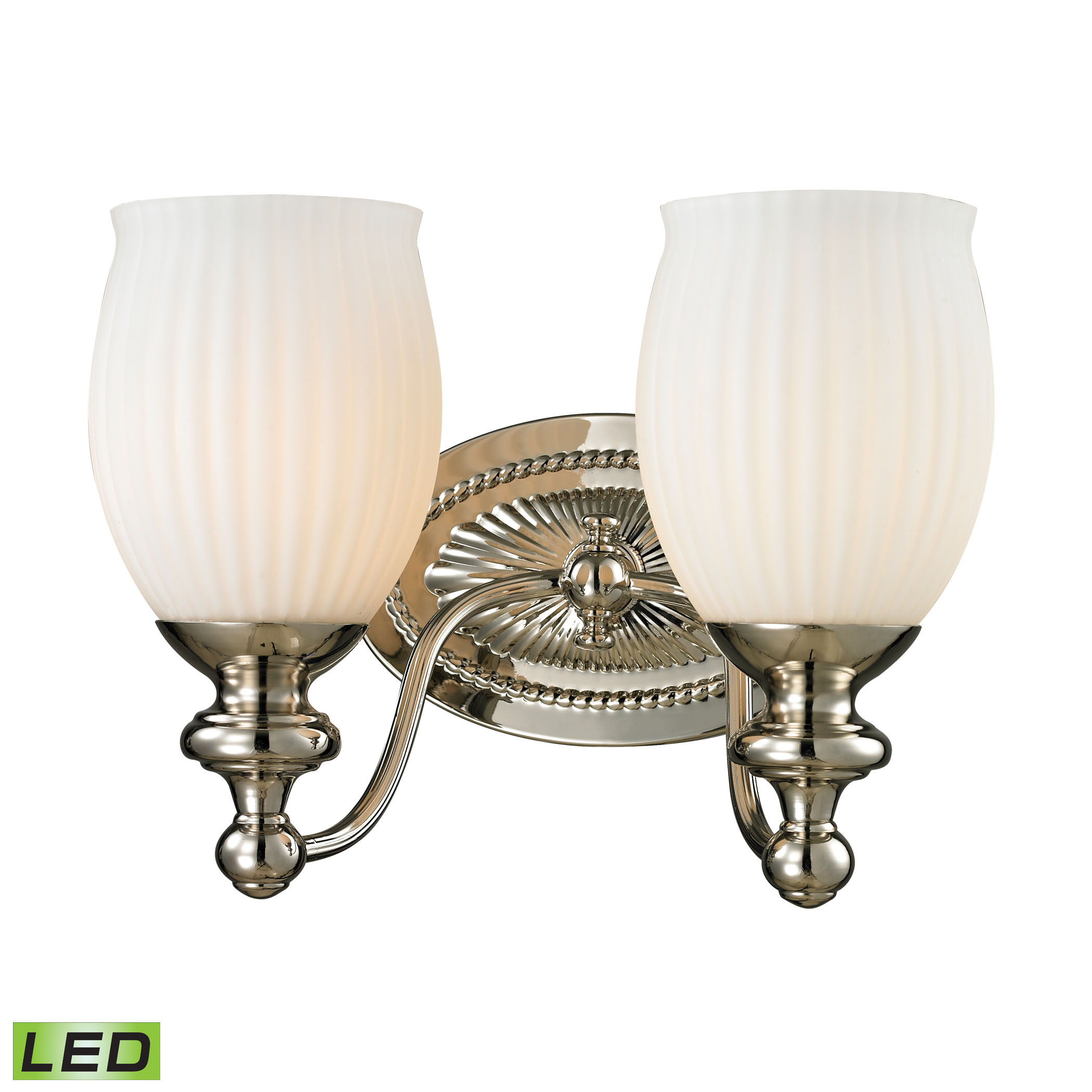 Park Ridge Collection 2 Light Bath in Polished Nickel - LED, 800 Lumens (1600 Lumens Total) with Full
