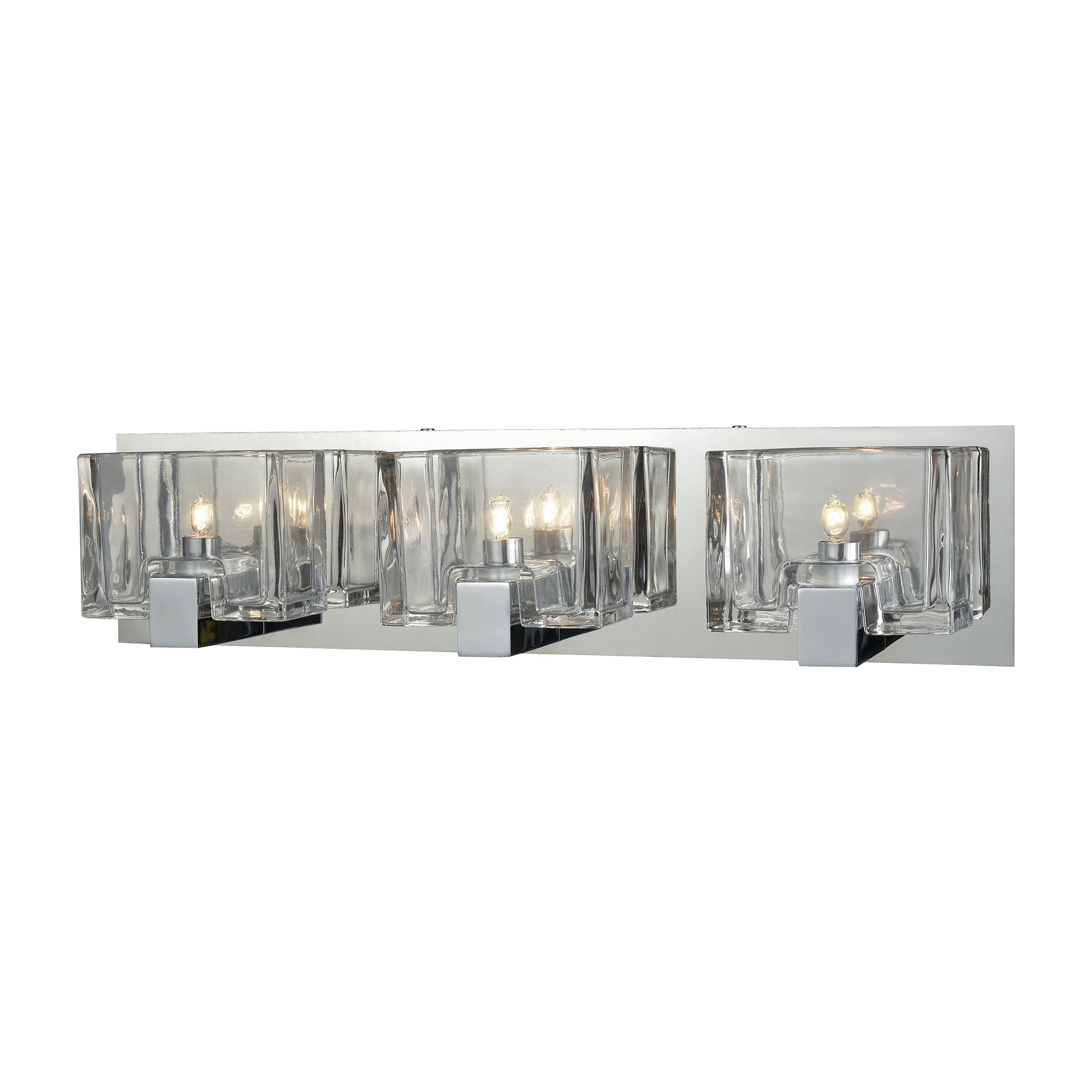 Ridgecrest 3 Light Vanity in Polished Chrome with Clear Cast Glass