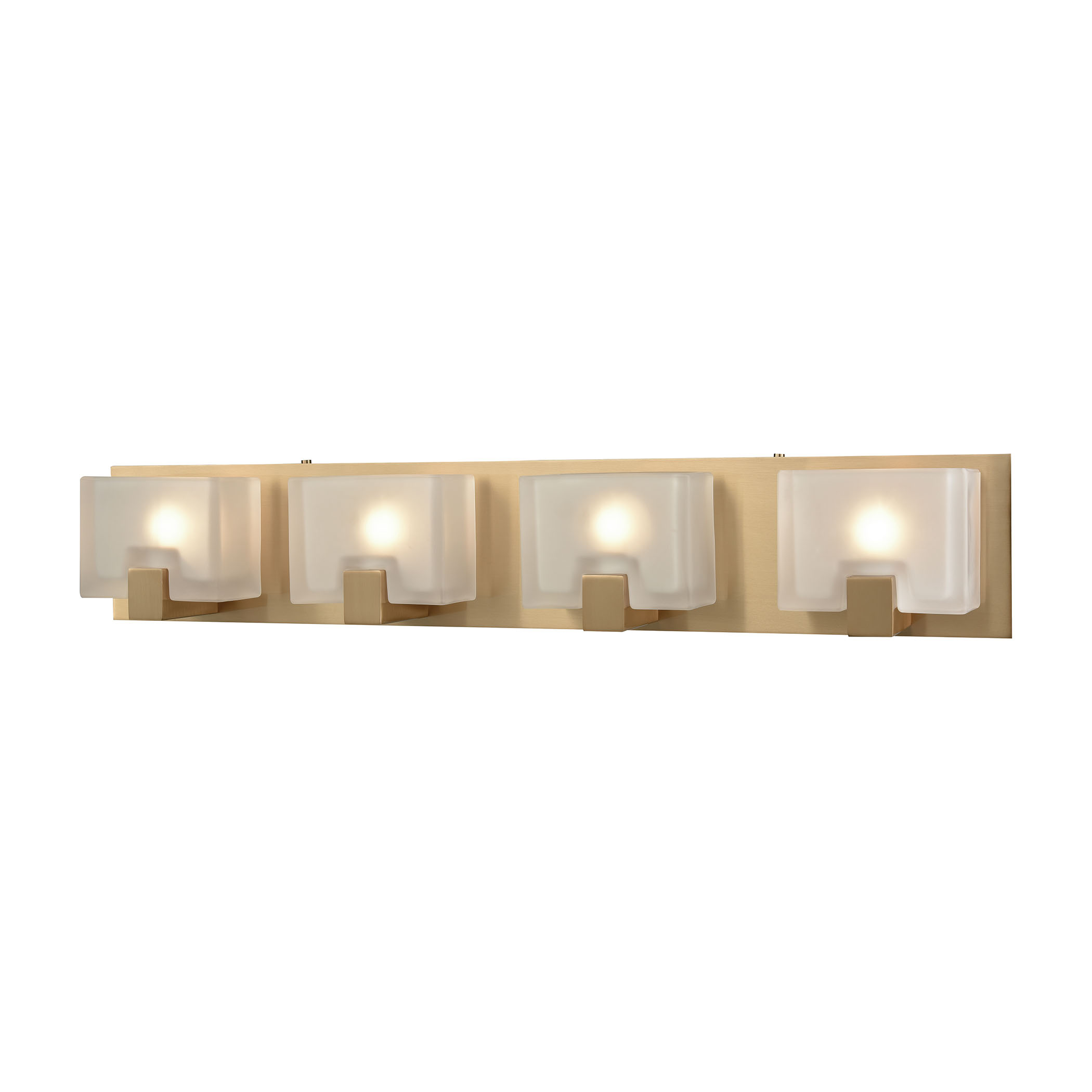 Ridgecrest 4 Light Vanity in Satin Brass with Frosted Cast Glass