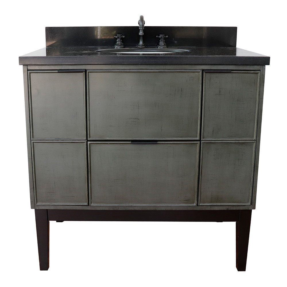 36" Single Vanity in Linen Gray Finish - Cabinet Only with Countertop, Backsplash and Mirror Options