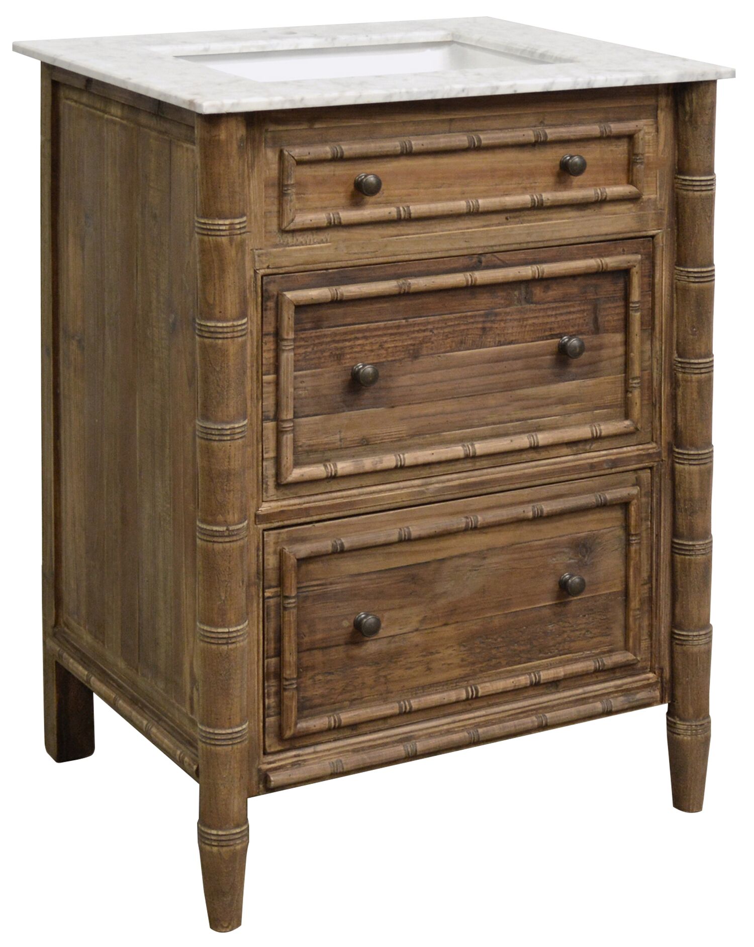 26 5 Handcrafted Reclaimed Pine Solid, Faux Bamboo Vanity