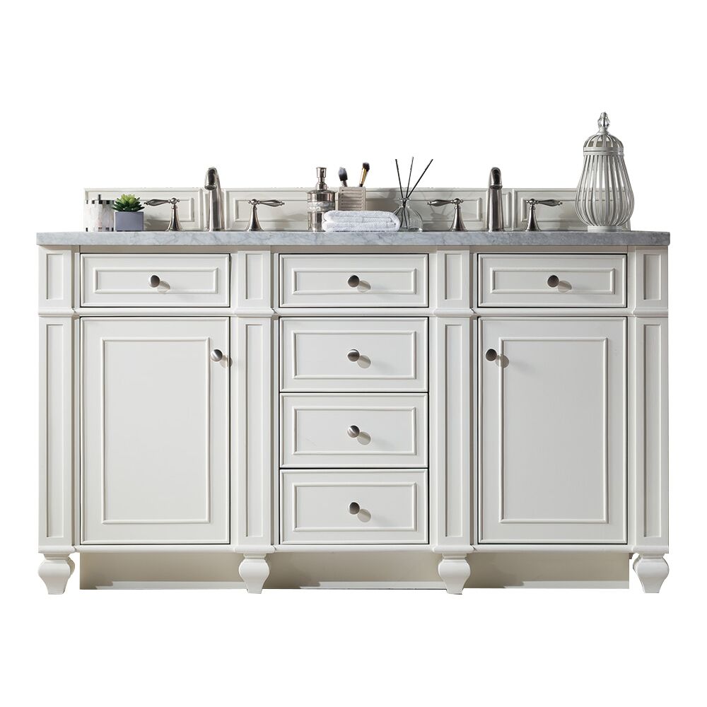 James Martin Bristol 72 inch Modern Traditional Double Sink Bathroom Vanity Bright White finish, top optional