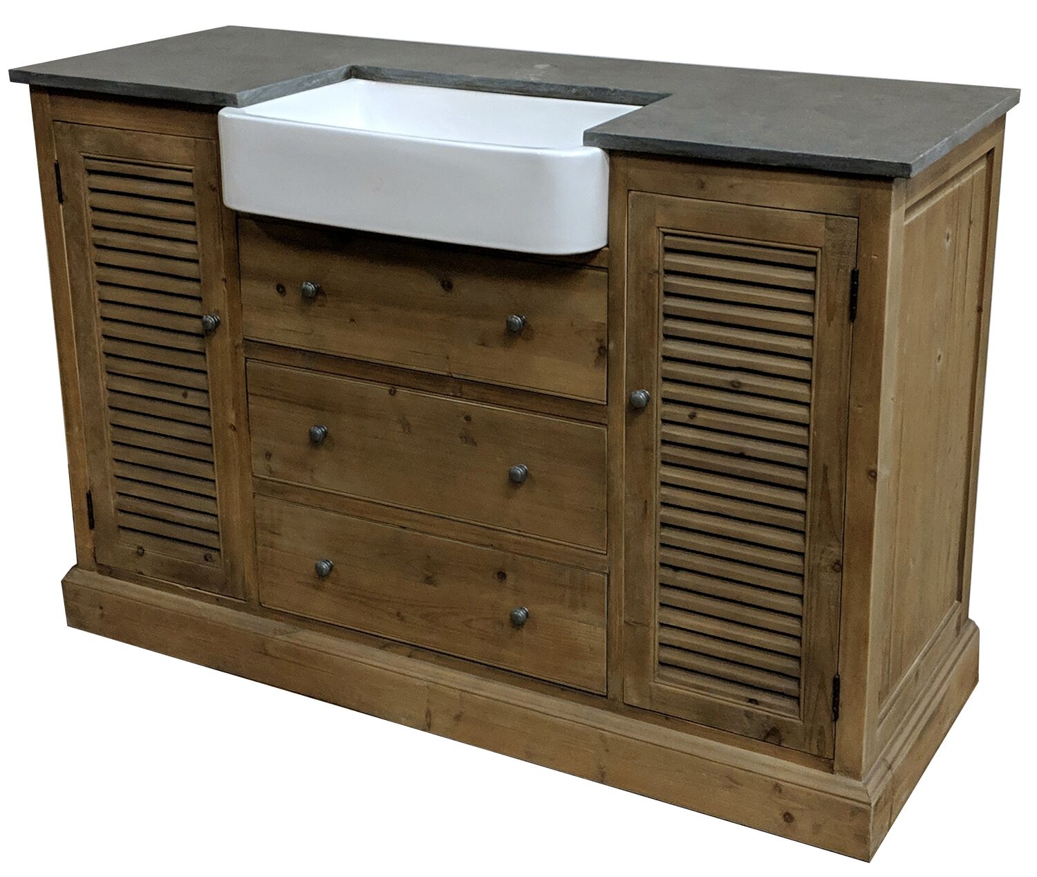 54" Handcrafted Reclaimed Pine Solid Wood Single Belgium Sink Bath Vanity