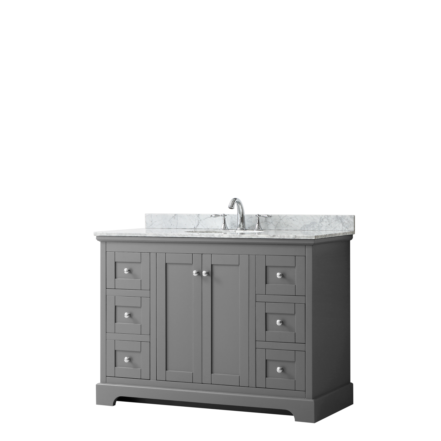 48" Single Bathroom Vanity in Dark Gray, No Countertop, No Sink, and No Mirror