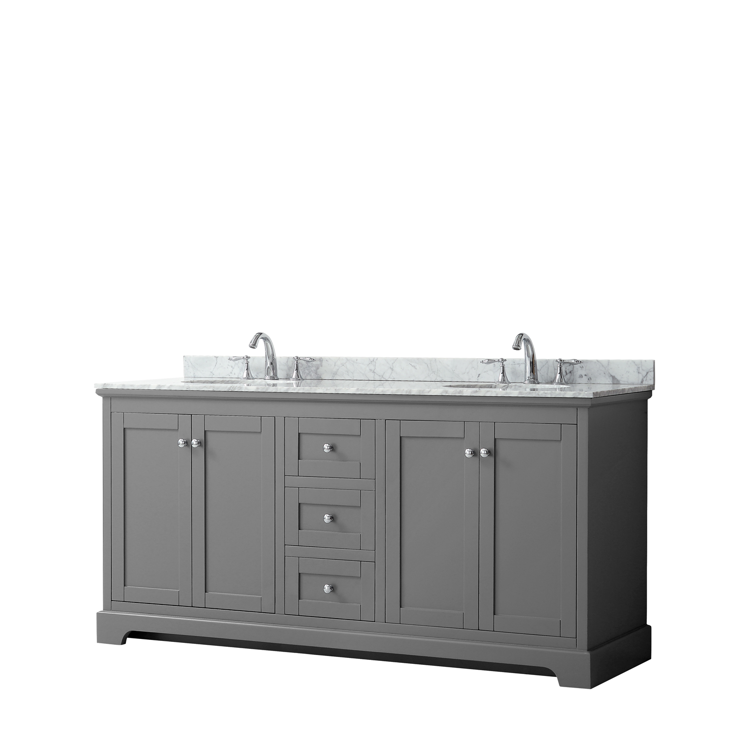 72" Double Bathroom Vanity in Dark Gray, No Countertop, No Sinks, and No Mirror
