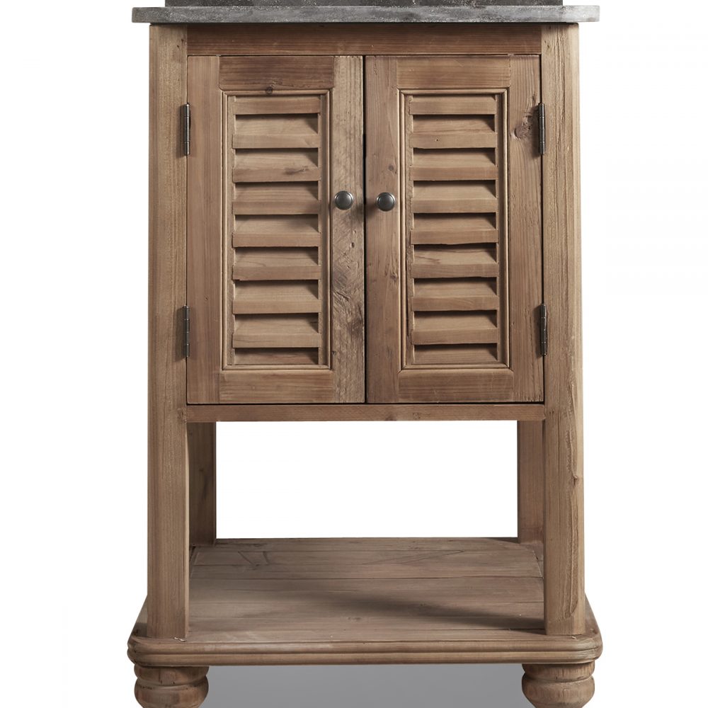24" Reclaimed Pine Dorset Single Bath Vanity Natural Finish with Natural Blue Stone Top