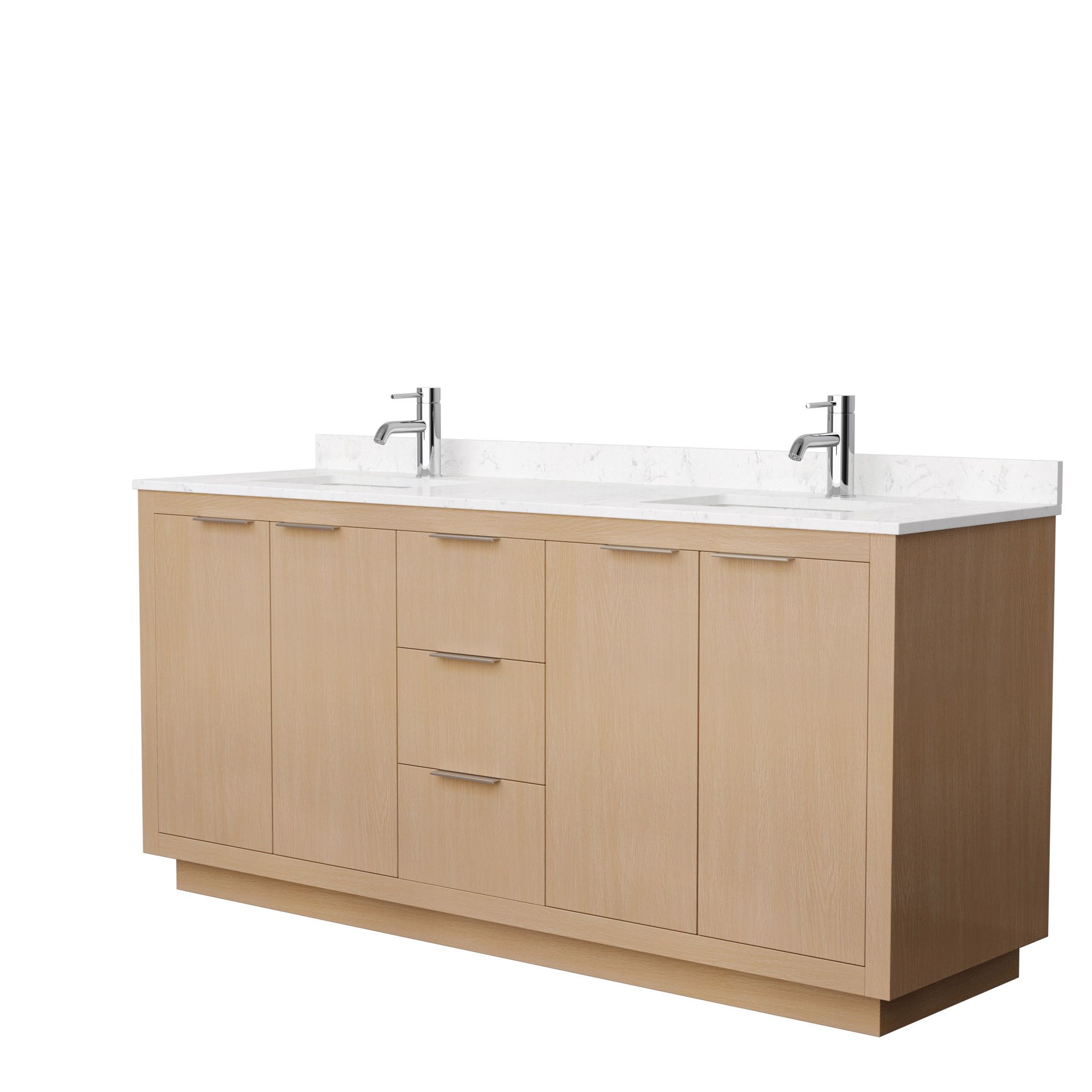 72" Double Bathroom Vanity in Light Straw with Countertop and Hardware Options