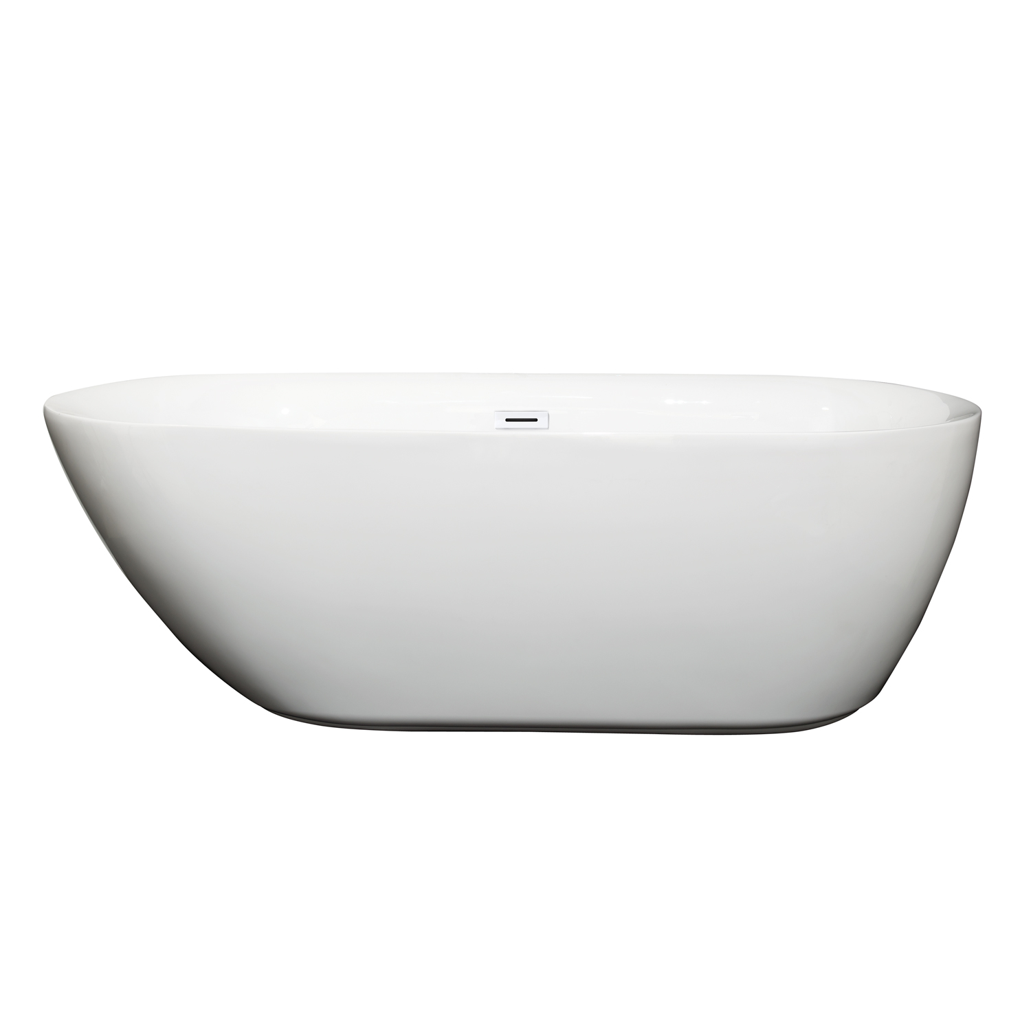 65" Freestanding Bathtub in White with Shiny White Drain and Overflow Trim